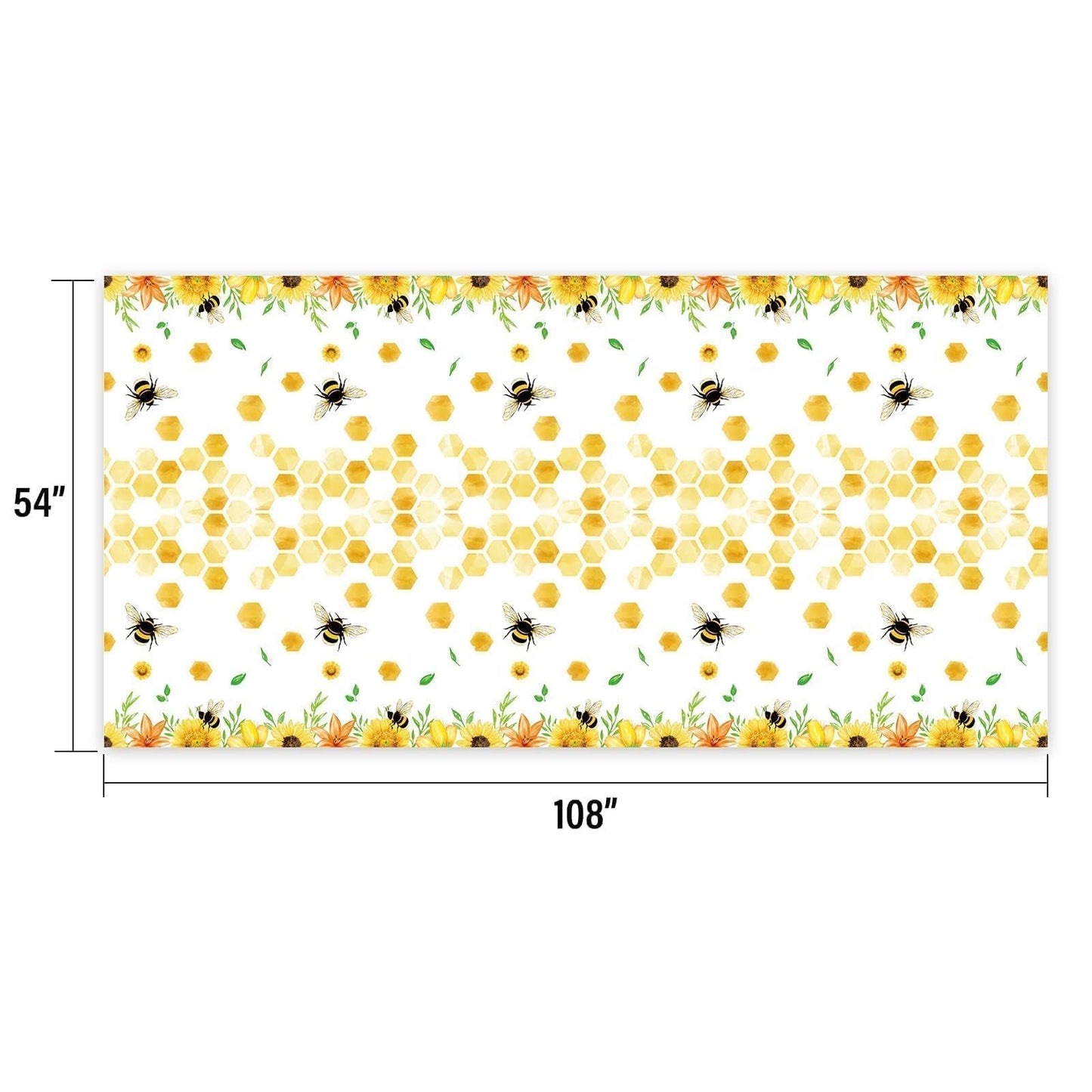 WERNNSAI Bee Tablecloth - 1 Pack 108"x54" Disposable Plastic Table Cover