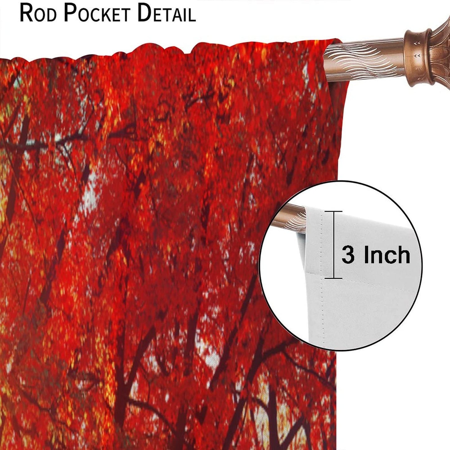 Tree Curtains - Autumn Foggy Park Autumn Nature Scenery Forest Maple Tree Sunshine, Living Room Bedroom Kitchen Decorative Curtains 2 Sets Panel, 42x45 Inch. Orange Yellow