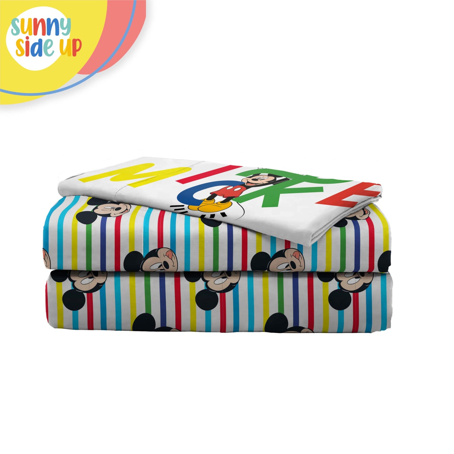 Sunny Side Up Disney Mickey Mouse Twin Sheet Set - 3 Piece Kids Bedding Set Includes Pillow Cover - Super Soft Microfiber Sheets