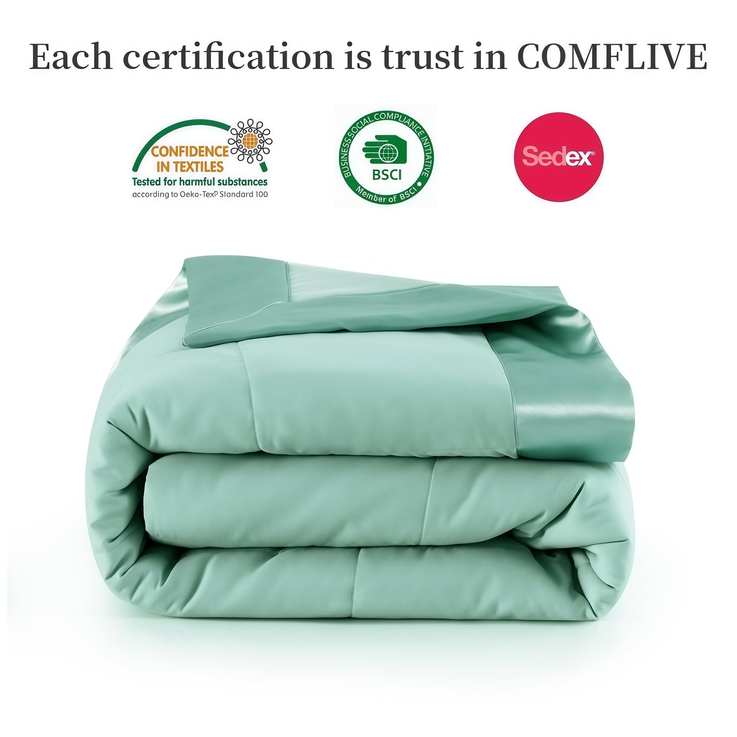 COMFLIVE Down Alternative King Blanket for Bed - Lightweight and Soft for All Seasons, Cozy Warm Luxury Bed Blanket with Satin Trim Moisture Absorption and Removal Treatment (Green, King/Cal King)