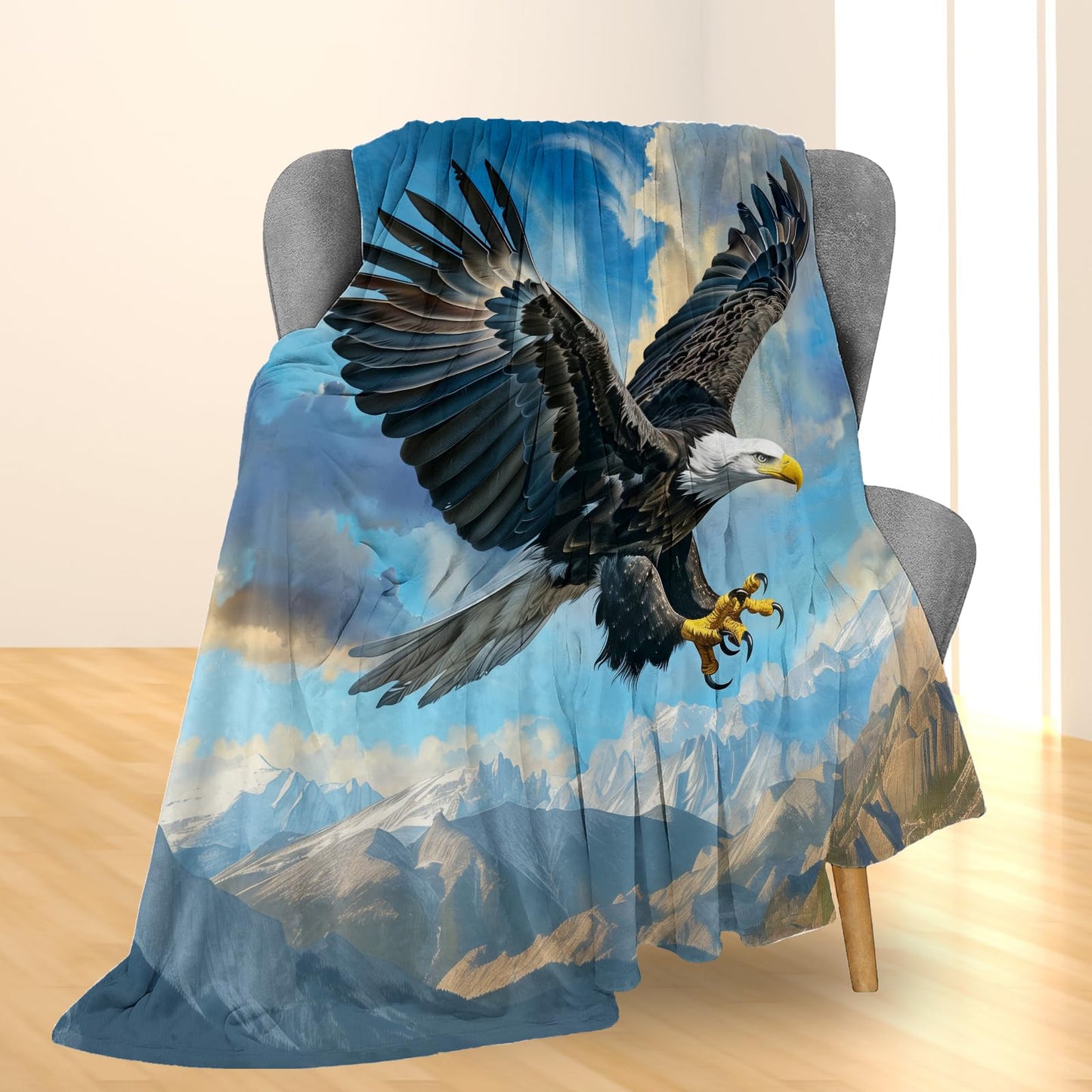Ti Caldi Stunning Eagle Blanket | Soft Warm Fuzzy Lightweight Flannel Throw Blanket for Couch, Bed, Decor, Travel & Outdoor Use, Cozy Blankets for Adults Women Men 60×50 in