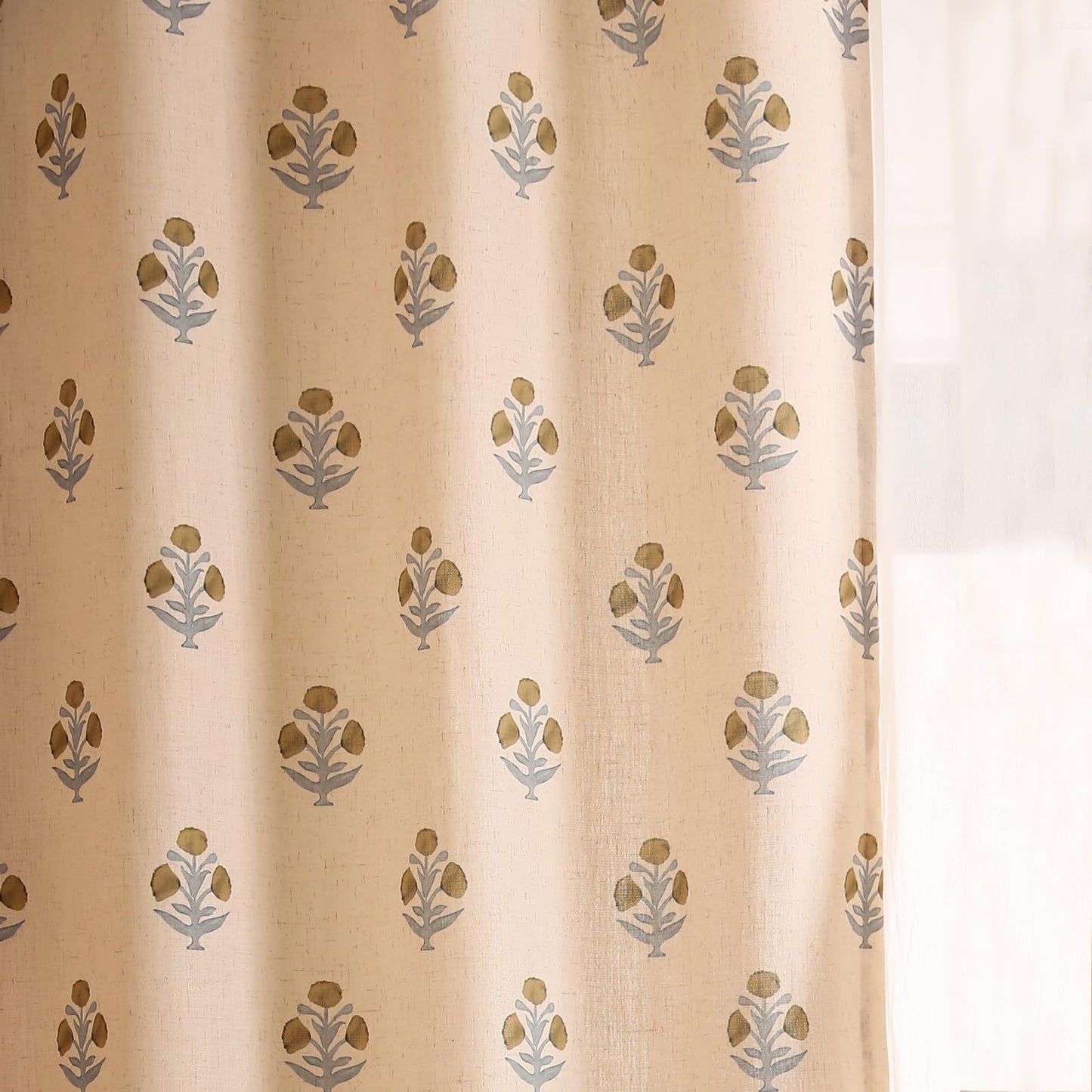 patdrea Designer French Linen Curtains Set of 2 Panels,53"x63"-Istana