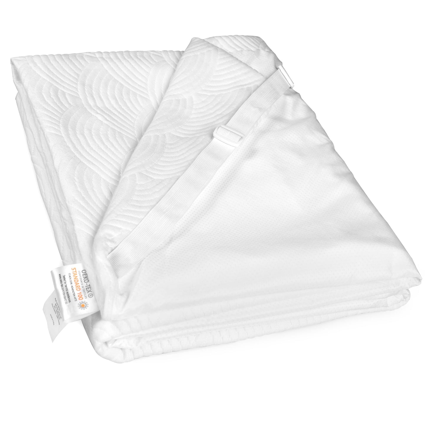 Zenzy 3" Twin XL Bamboo Mattress Topper Cover, Oeko-TEX Certified, Ultra-Soft Zippered Topper Protector with Adjustable Straps, Washable (Cover Only)
