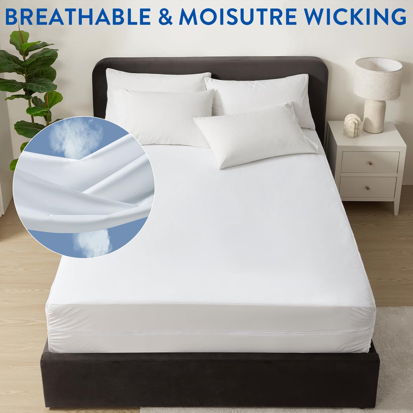 Surefit Freshguard Essential Queen Size Zipped Mattress Encasement, 100% Waterproof Top, Breathable & Quiet, Odor-Resistant Mattress Encasement, Fits 6"-11" Mattresses, Washable
