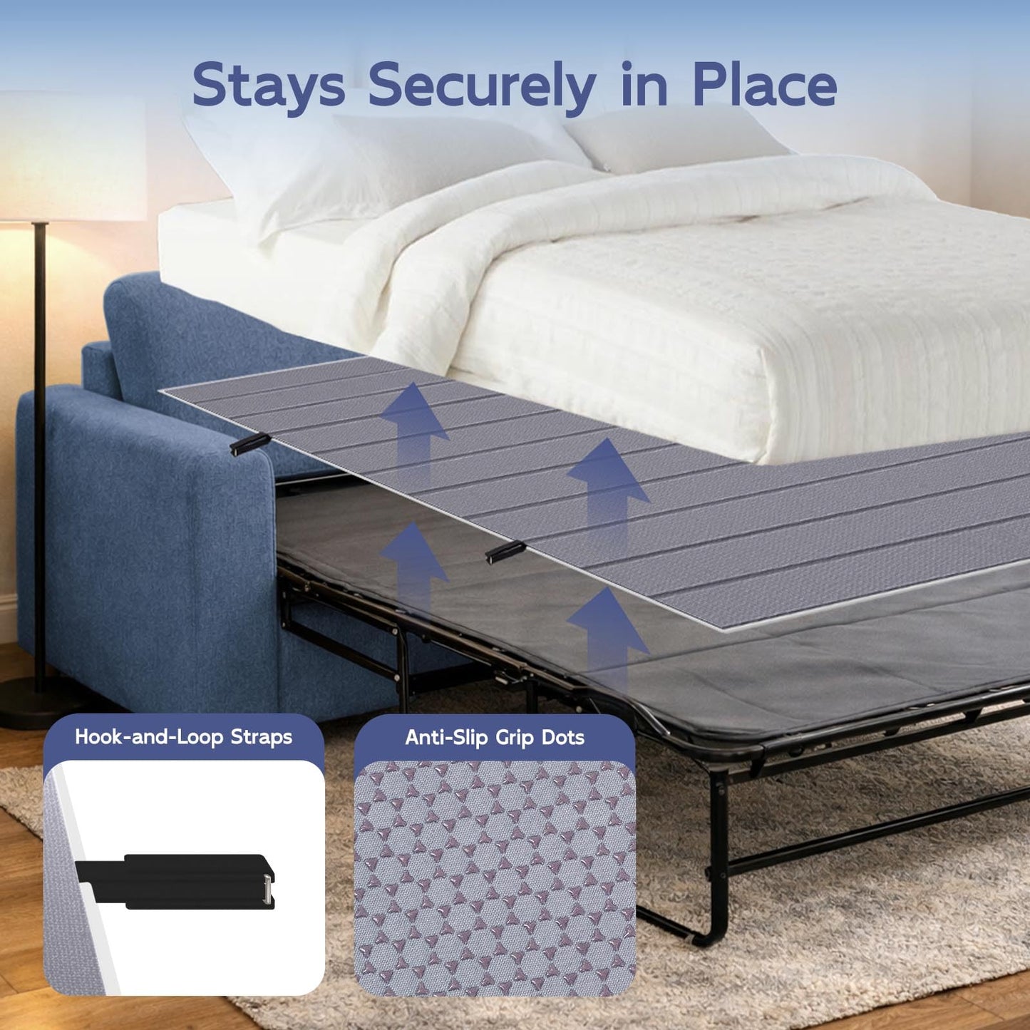 BlissBoard Sleeper Sofa Support Board, Pull Out Couch Cushion Support, 10mm Light and Thin, Quiet & Moisture-Resistant Bed Boards for Under Mattress, Queen Size (64"x54")