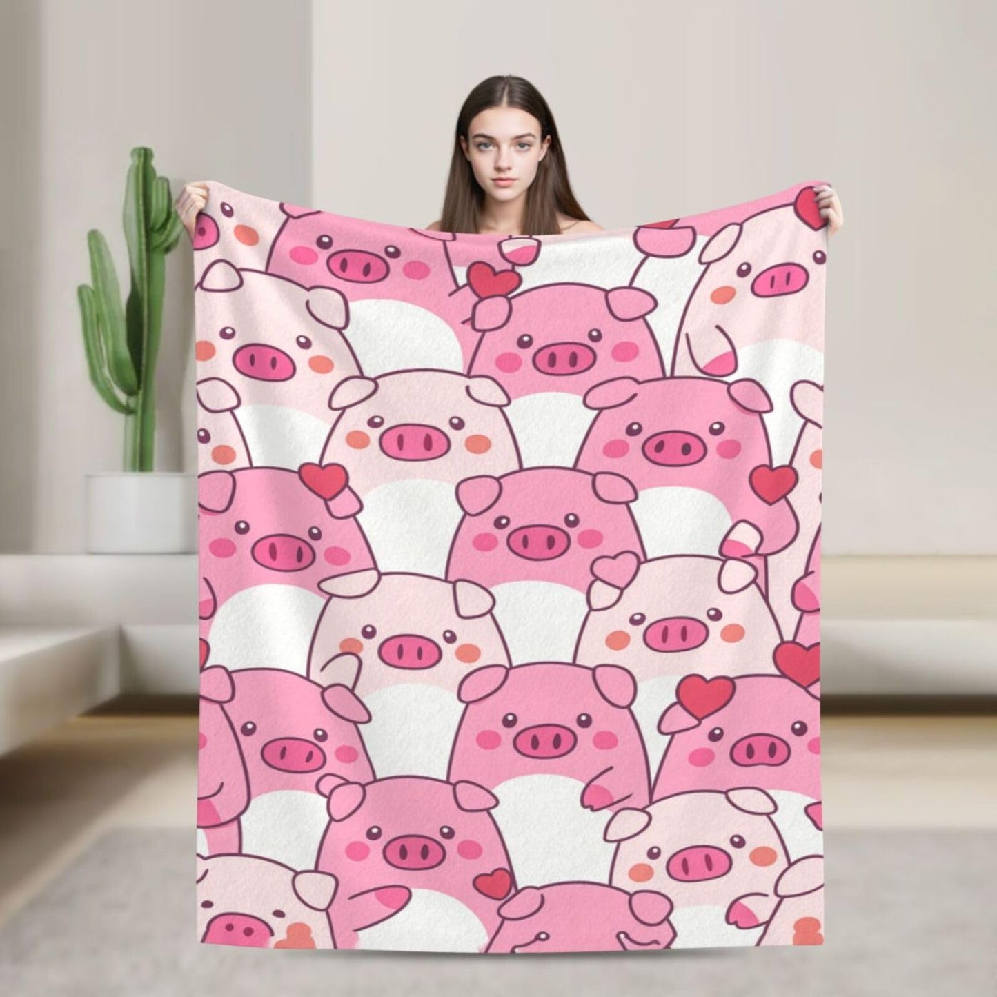 Pig Blanket Cute Pig Throw Blanket Soft Warm Cozy Fleece Fuzzy Plush Flannel Blankets Gifts for Girls Women Boys Kids Adults 40"X50"