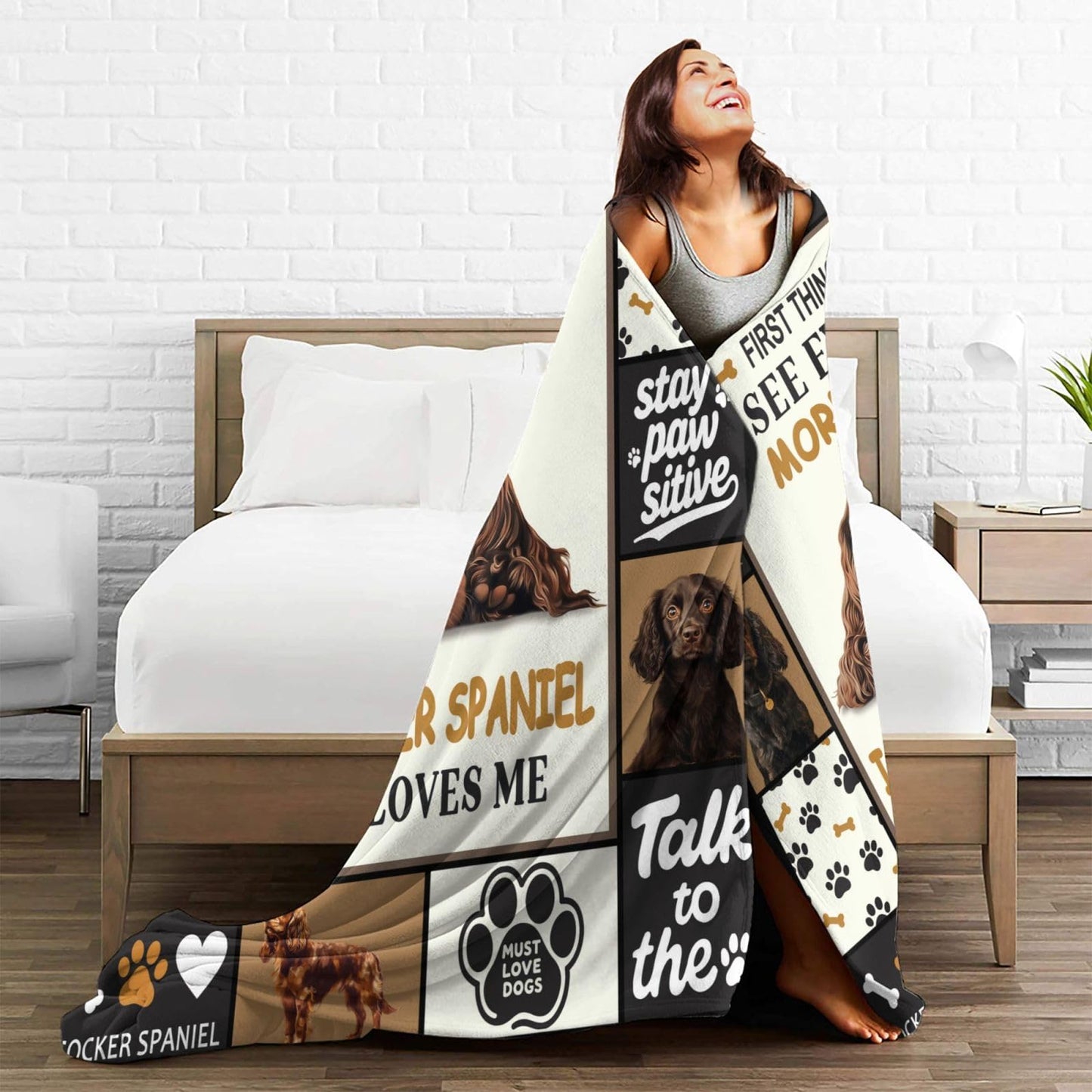 Lovira Cocker Spaniel Throw Blanket Dog Print Blankets Gifts for Couch Sofa Bed Stuff Decor Lightweight Soft Cozy Fleece Plush Warm Flannel Bedding for Lover Men Women 40"x50"