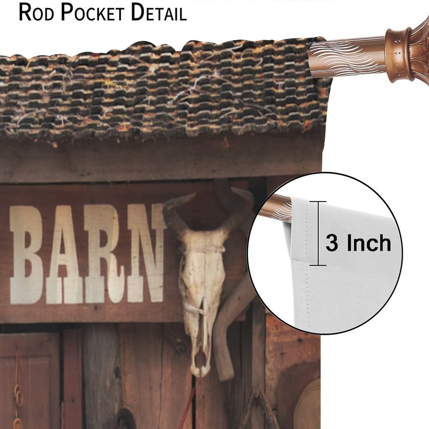 Western Curtains,Rustic Wooden House Country Cowboy Western Style Room Darkening Door Window Rod Pocket Curtain for Living Room Bedroom Kitchen Bathroom W42xL45in