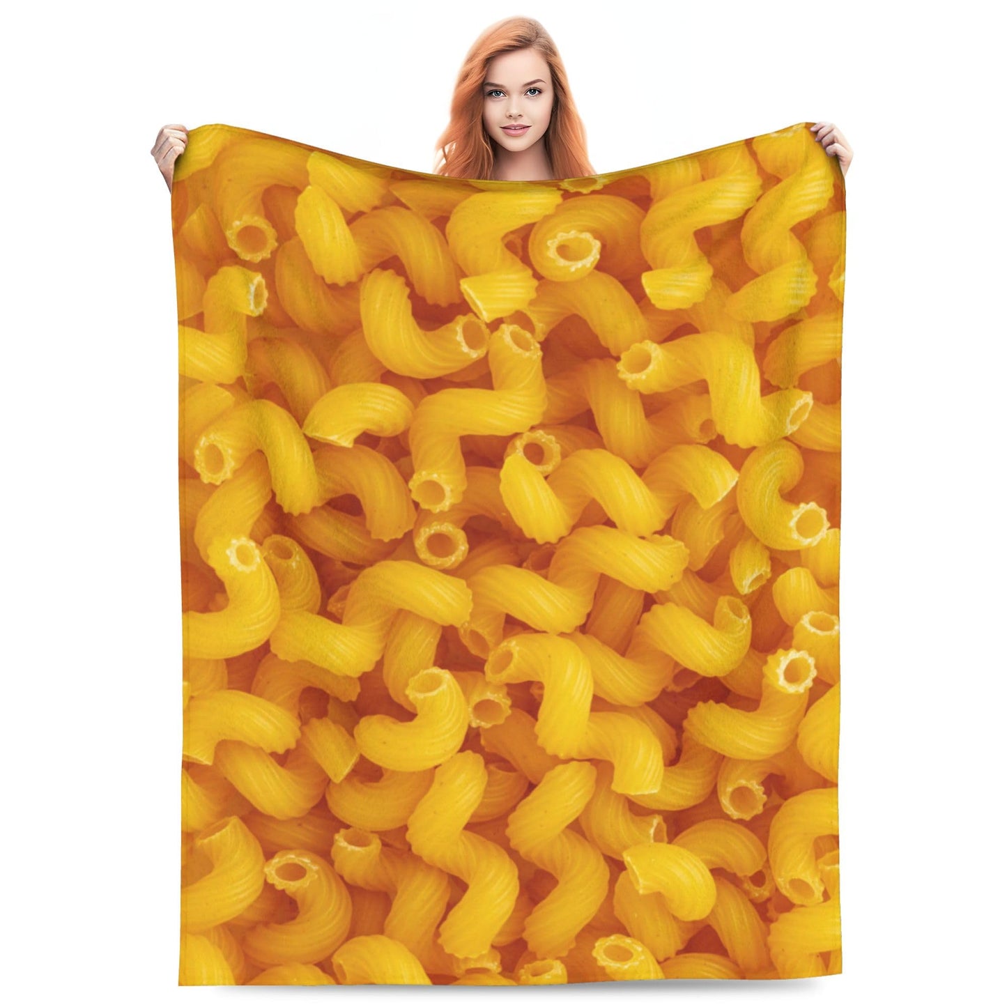 Yellow Italian Pasta Food Blanket Funny Food Soft Throw Flannel Blankets for Bed Couch Bedroom Living Room 60"x50"