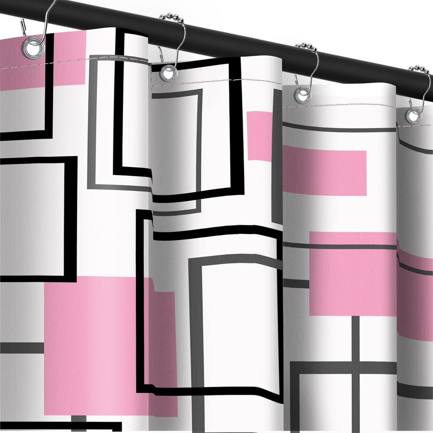Yieldeer Light Pink Geometric Shower Curtain, 70 x 72 Inch