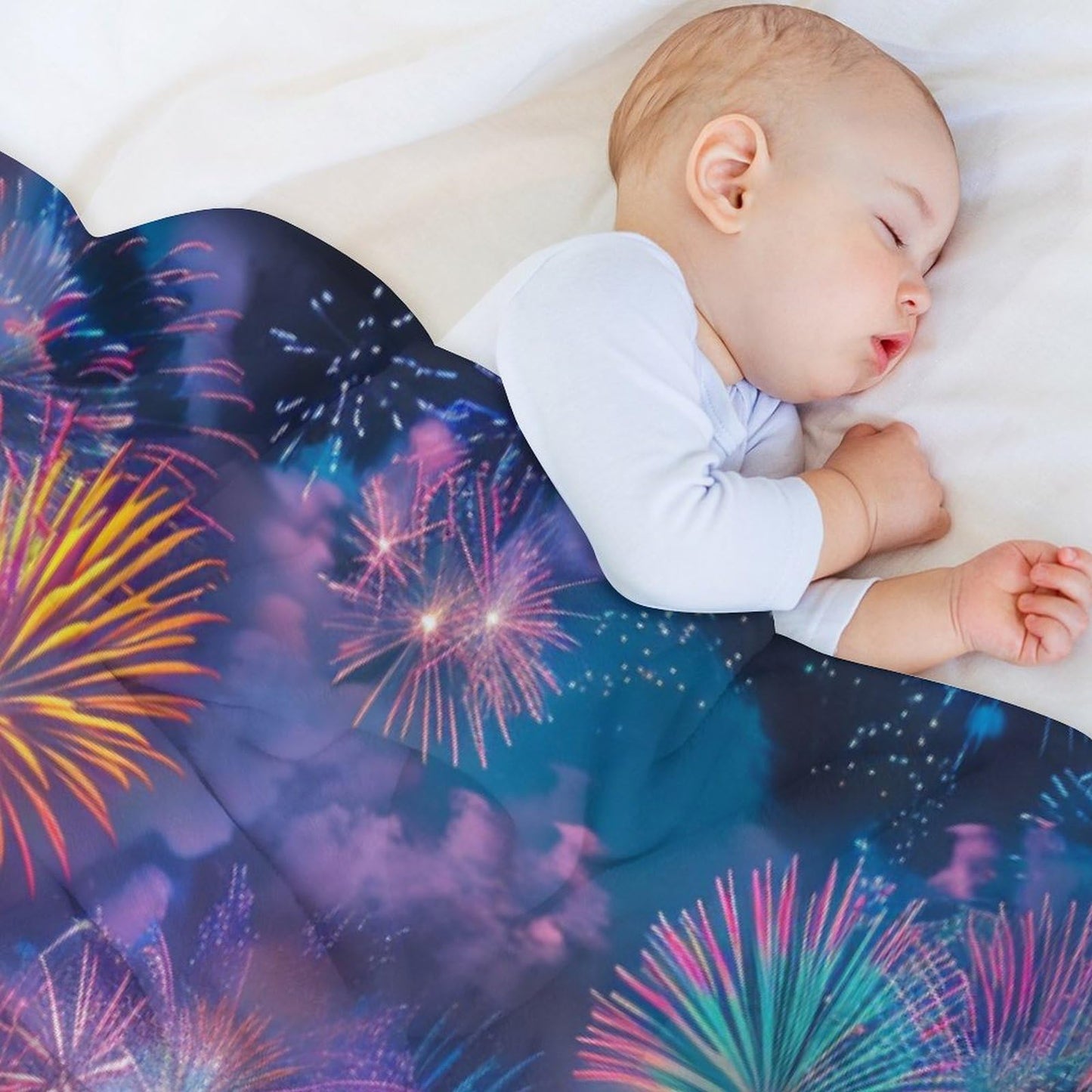 TOWINSFB Modern Cityscape Firework Throw Blanket, Soft Cozy Warm Flannel Colorful Building Night Scenery Blanket for Couch Sofa Bed, 30"x40"