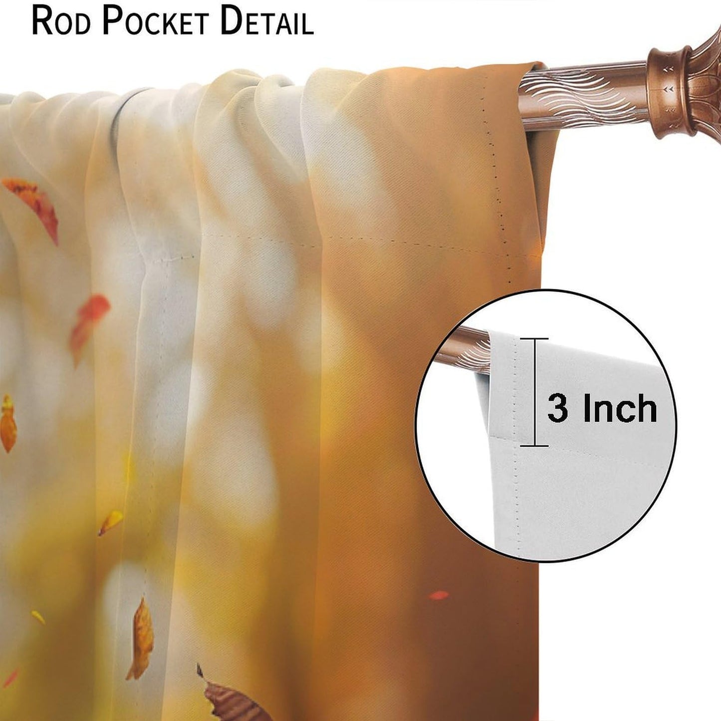 TOWINSFB Autumn Fallen Maple Leaves Blackout Curtains, Sunset Plant Tree Home Decor Rod Pocket Window Drapes for Living Room Bedroom - 42" W x 63" L