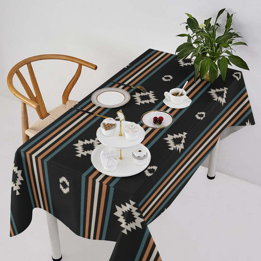 Aztec Tablecloth,Western Ethnic Geometric Stripe Print Table Cloth for Farmhouse Home Kitchen Dining Party Patio Indoor Outdoor Rectangle 55x55in