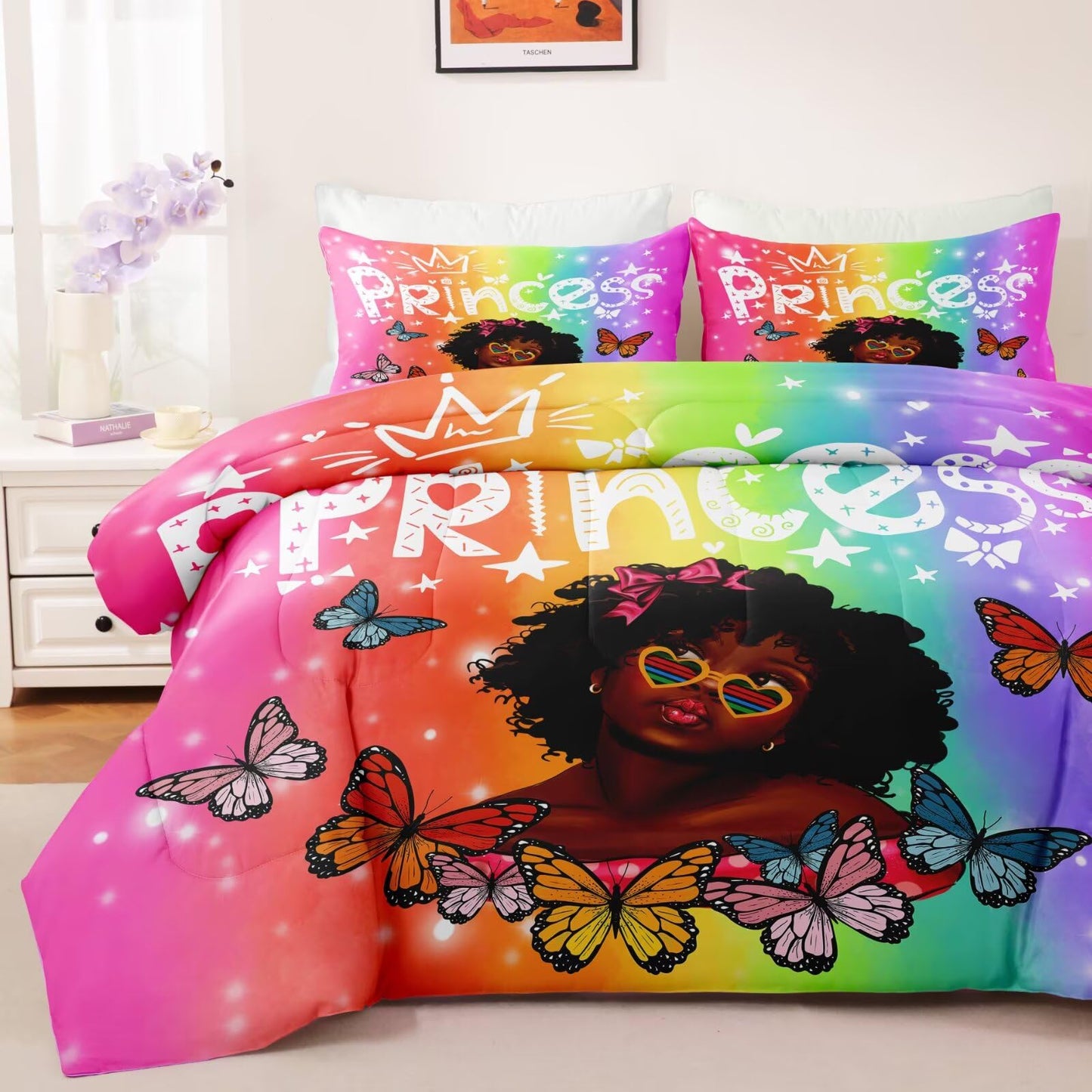 GRAT TIOC Black Girl Comforter Set Twin for Kids Teens,Girls Comforter Set for Melanin,Black Girl Magic Bedding Set,Afro Kid Bed Bedroom Set