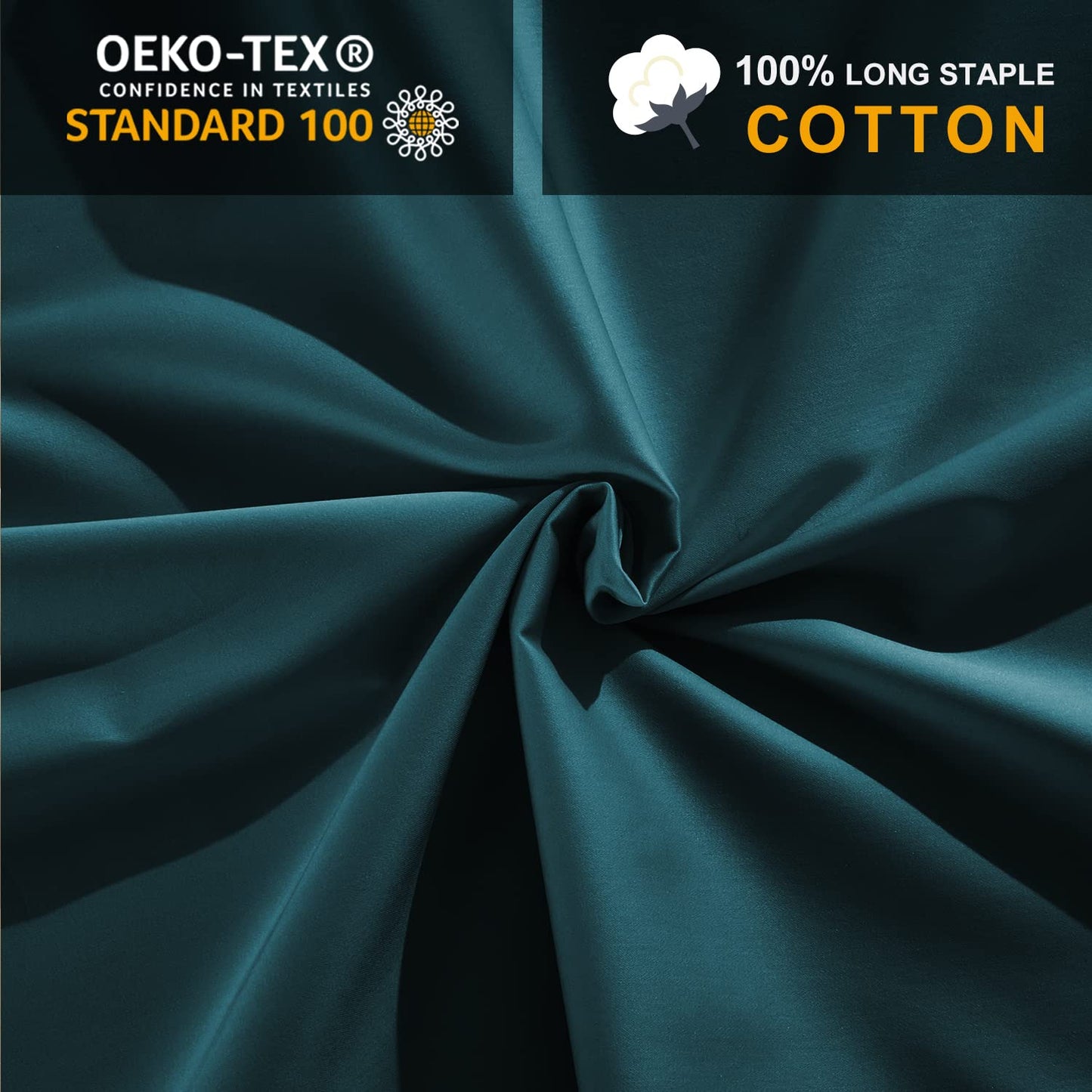 MILDLY Deep Pocket Fitted Sheet Only Queen Size 60"x80" 100% Long Staple Cotton Dark Teal Breathable Bottom Sheet Fits Up to 14" Deep Mattress