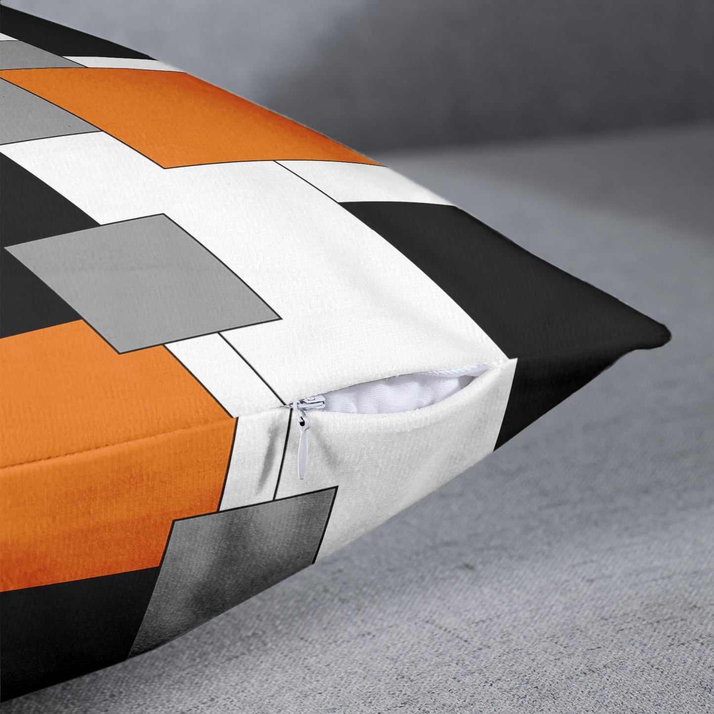 Emvency Set of 2 Orange Geometric Throw Pillow Covers Black Grey White Painting Abstract Checkered Design Decorative Pillow Case Modern Home Decor Standard Square 18x18 Inch Cushion Pillowcase