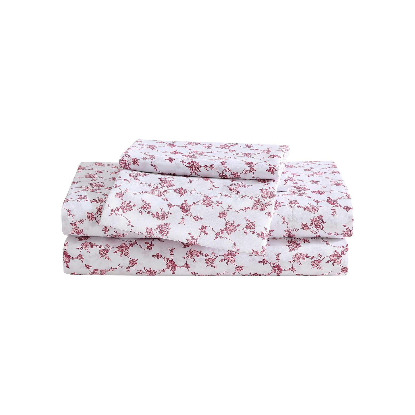 Betsey Johnson - Queen Bed Sheets, Soft & Lightweight Bedding, Fade & Wrinkle Resistant (Floral Toile Pink, Queen)