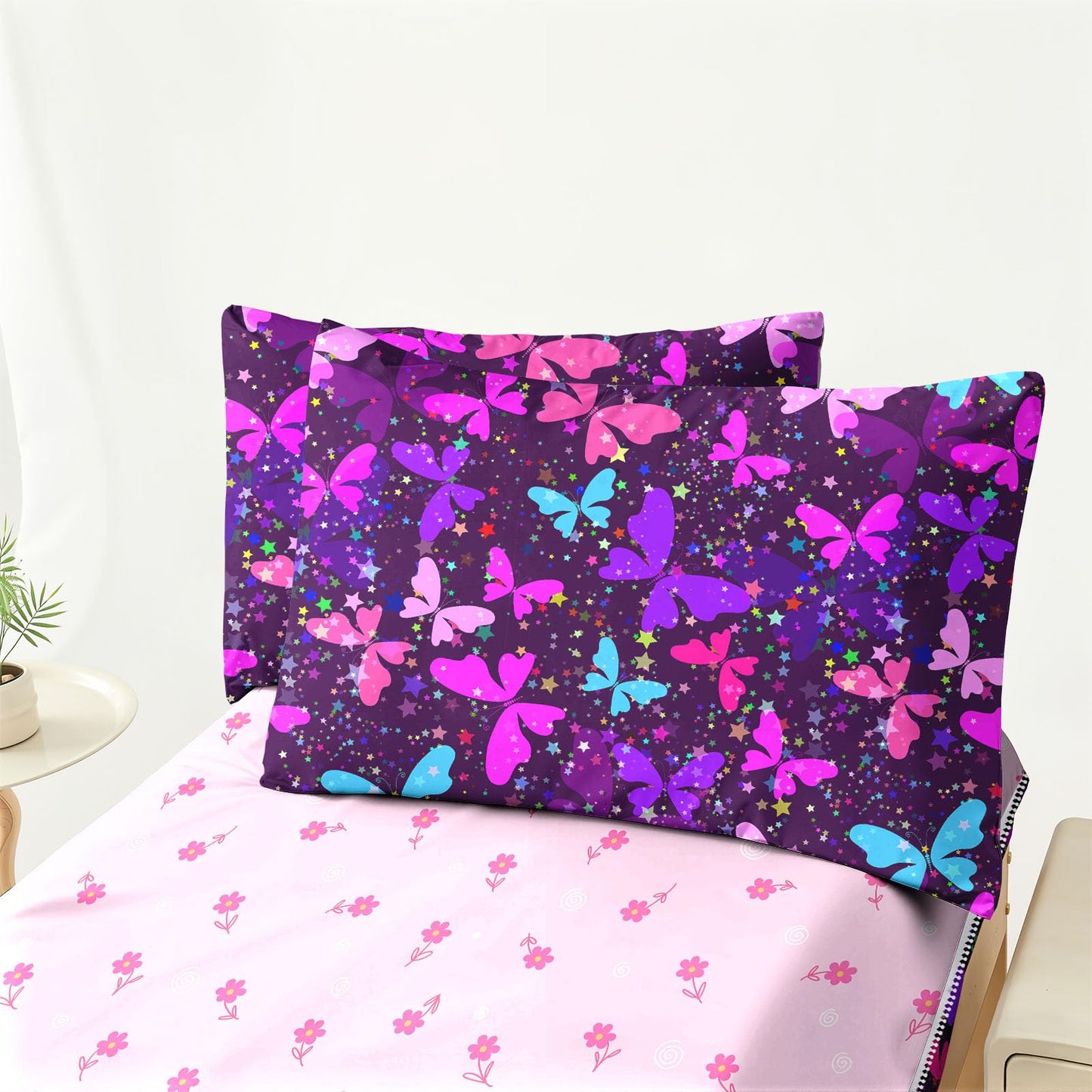 Dearller Twin Girls Zipper Bedding Purple Butterfly Comforter Girls Twin Bedding All in one Zipper Kids Butterfly Comforter