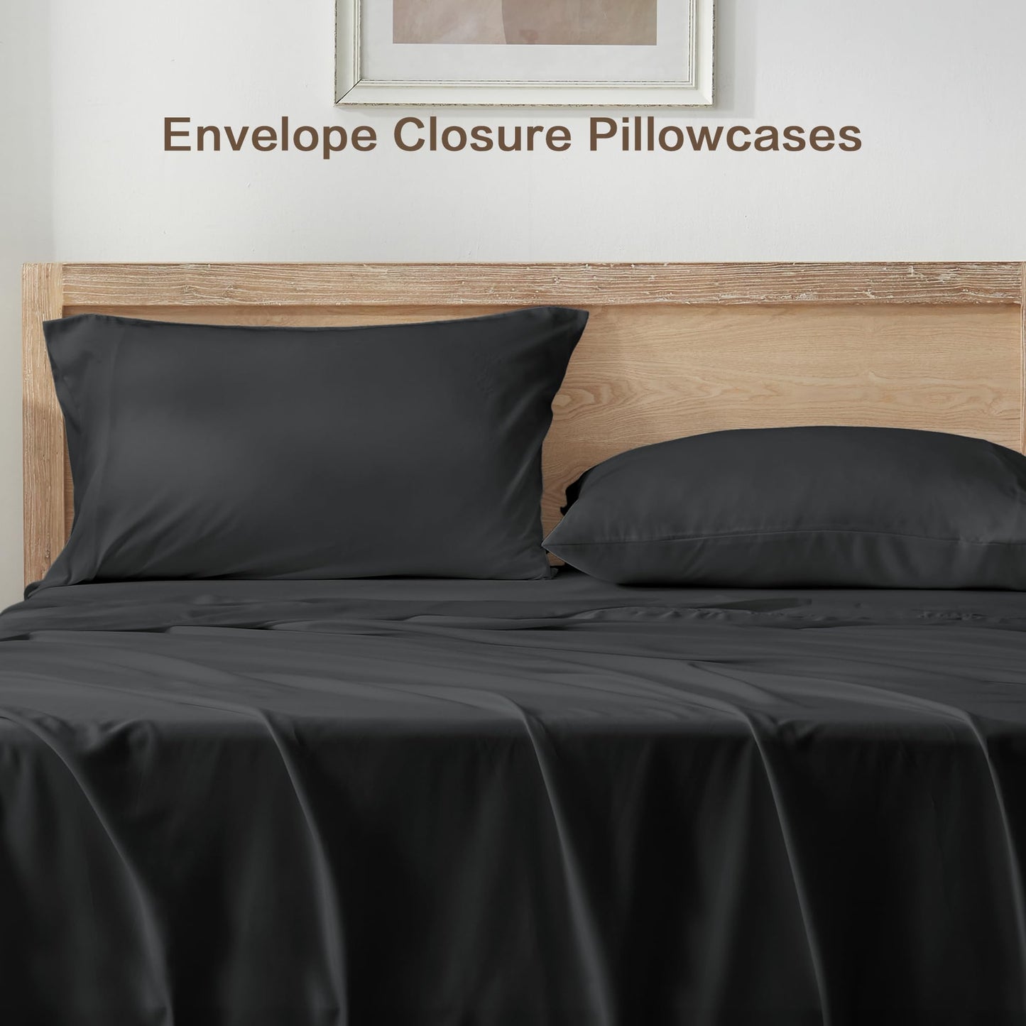 Andency Black King Size Sheets Set, 100% Viscose Derived from Bamboo, Cooling King Sheets, Deep Pocket Up to 16", Silky Soft Bed Sheets, Hotel Luxury Breathable Bedding Sheets & Pillowcases…