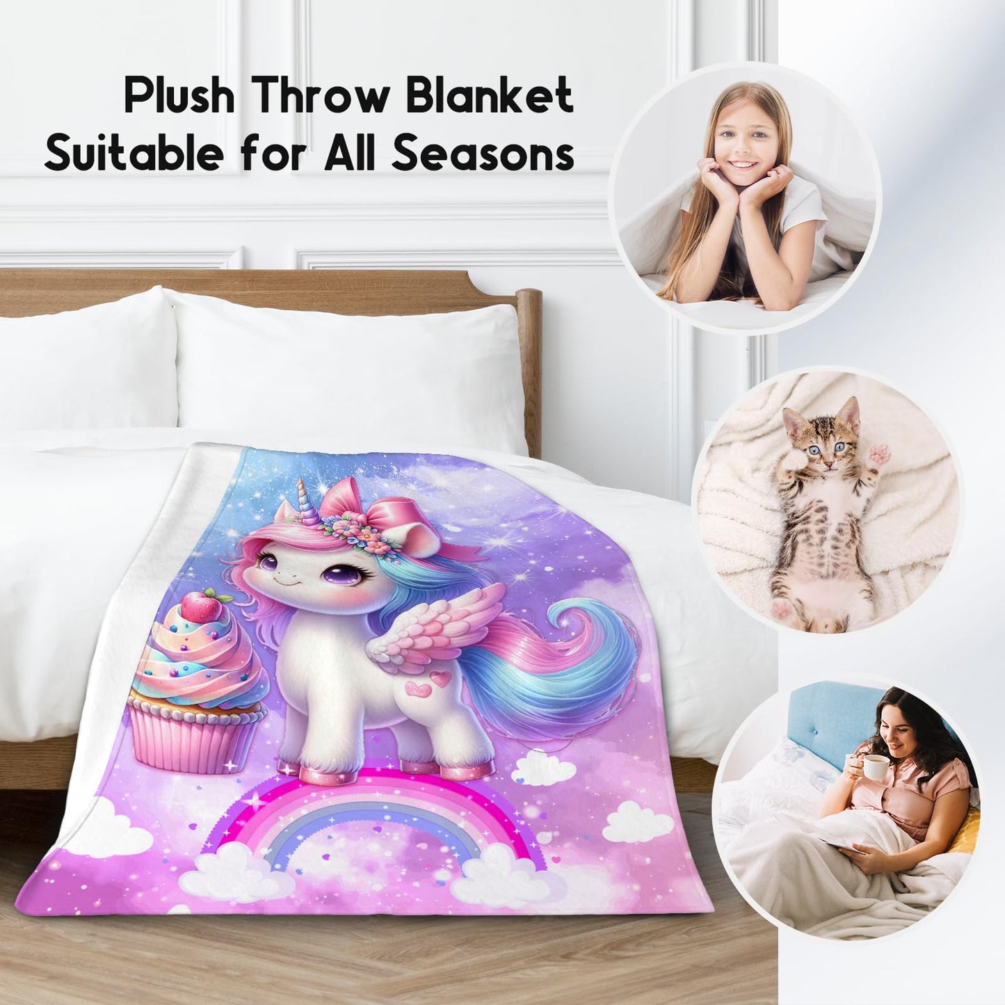 Gifts for Girls, Unicorn Blanket for Kids, Unicorn Fleece Blanket for Girls Soft Lightweight for Sofa Couch, 40"x50"