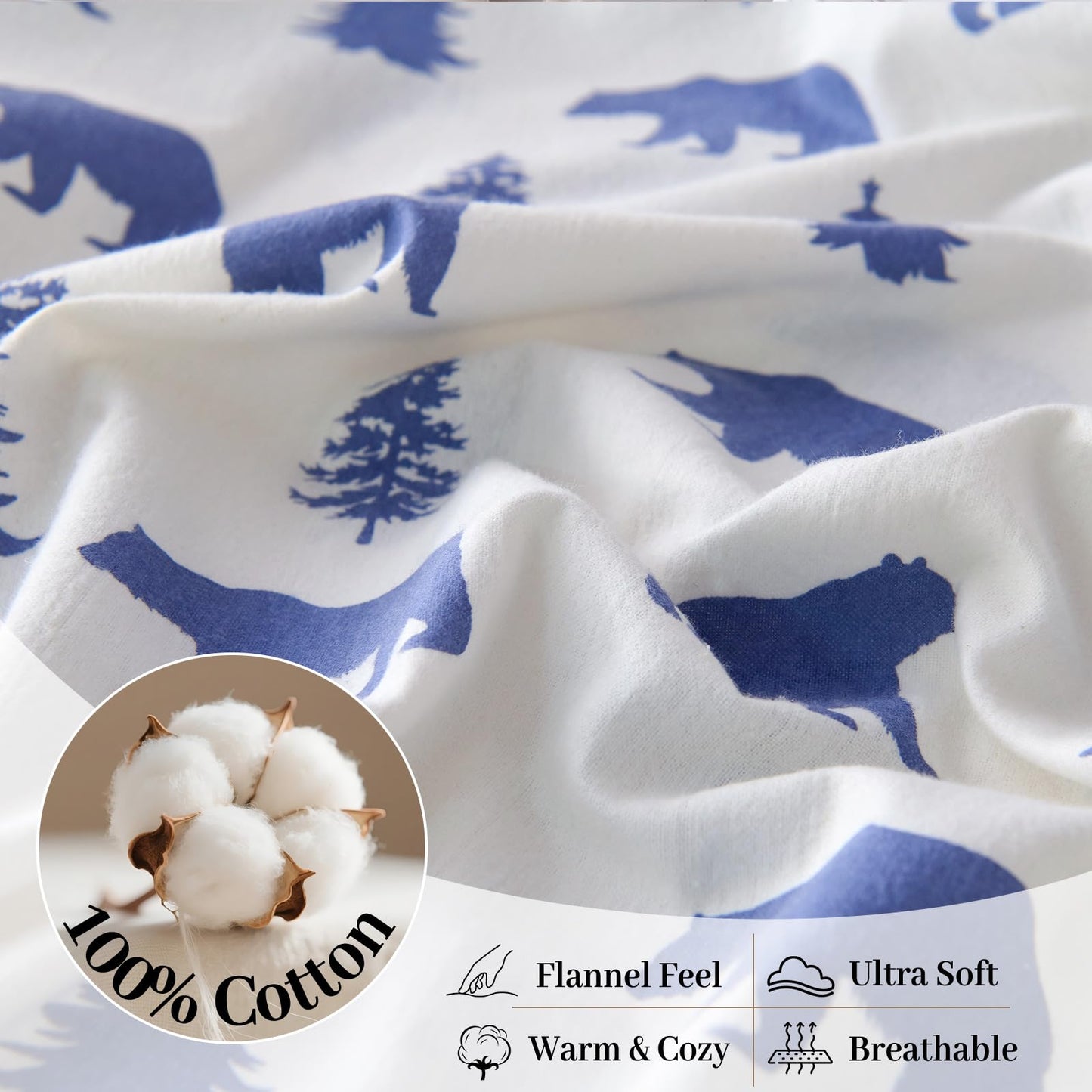 LANYETON 100% Cotton Flannel Fitted Sheet Only, Ultra Soft Cozy Warm Fitted Bottom Sheet for All Season, 16" Deep Pocket, King