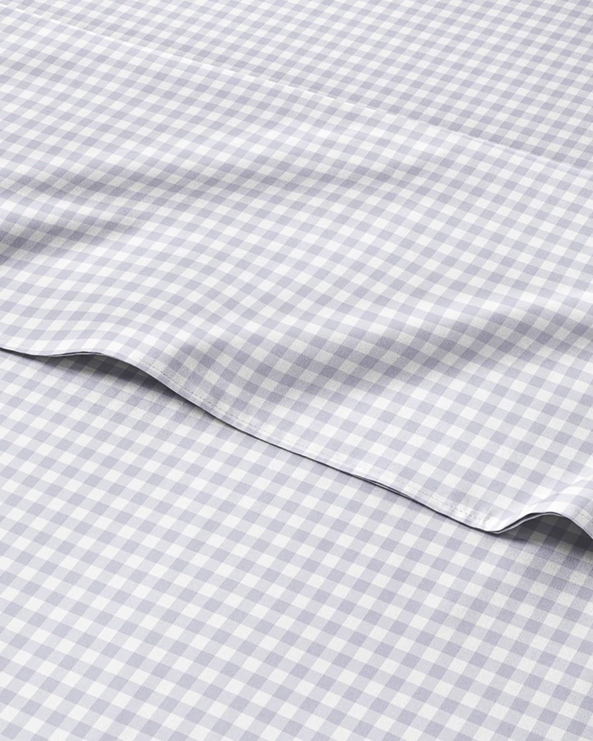 Grey Gingham Sheets - 1 Flat & 1 Fitted Sheet & 2 Pillowcases w/ Deep Pockets - Grid, Plaid, Checkered Pattern Bed Set - Wrinkle & Fade Resistant - Ultra-Soft, Breathable and Cooling - Full Size