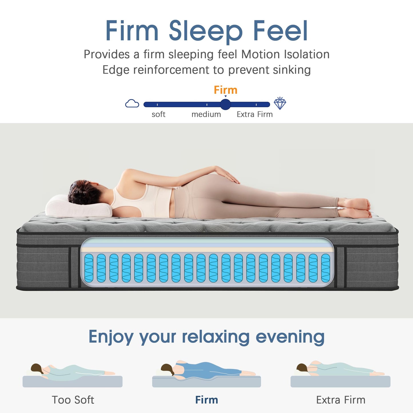 Extra Firm Queen Mattress,12 Inch Queen Mattress for Back Pain with Gel Memory Foam - Extra Lumbar Support & Shoulder Support,CertiPUR-US Certified,Edge Reinforcement,Fiberglass Free - No Odor
