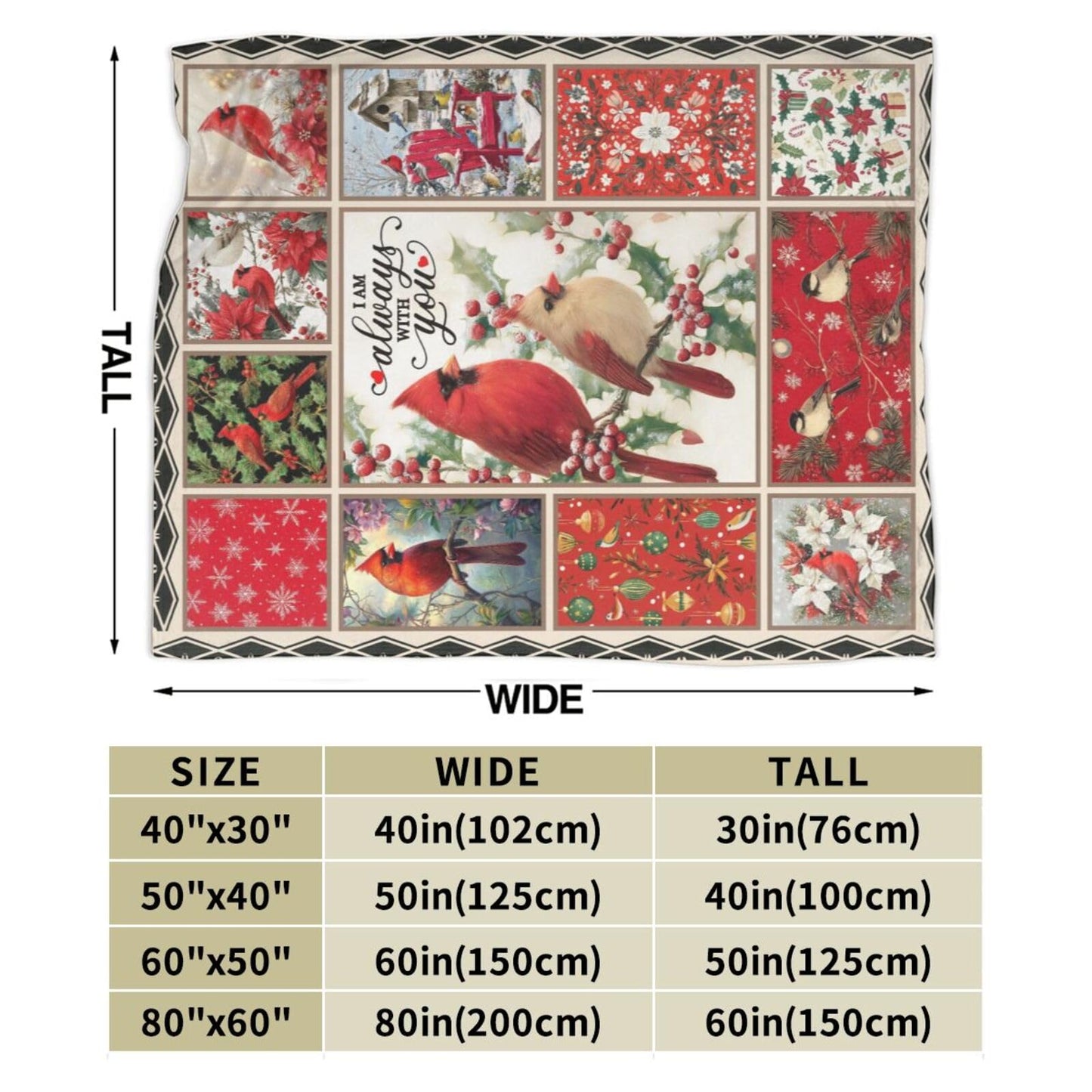 Cardinal Throw Blanket Christmas Cardinals Flannel Blankets Red Birds Plush Super Soft Cozy Warm Decor Gifts for Boys Girls Kids Adults Men Women 40" x 50"
