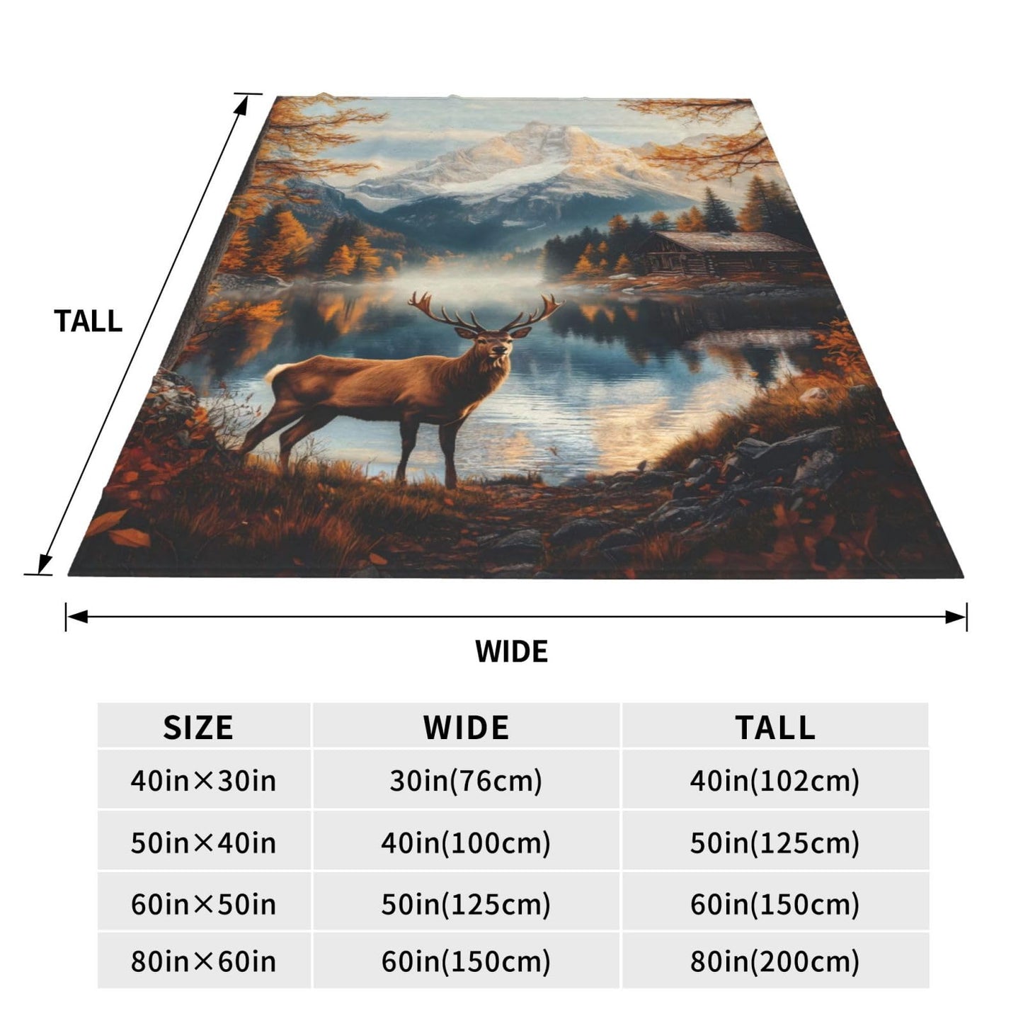 Retro Deer Blanket Gifts for Kids Men Women, Rustic Cabin Forest Elk Animal Throw Blanket, Warm Lightweight Cozy Plush Blankets for Couch, Bed, Travel, Home, Living Room, Camping, Decor, 60x50in