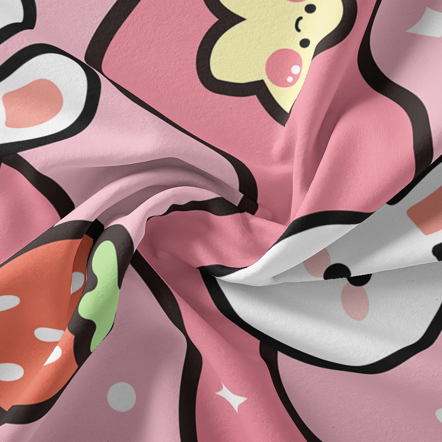 QOOMO Kawaii Rabbit Kids Sheets Twin Size,Kawaii Bunny 16" Deep Pocket Bed Sheet Set,Pink Strawberry Printed Bedroom Decor Sheet Set Soft and Breathable for Girls/Kids/Teens(Twin,Pink)