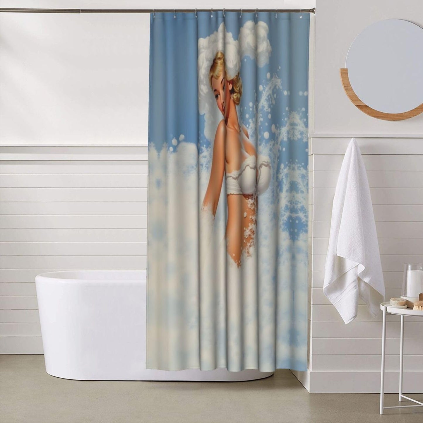 HEILIVIO Shower Curtain Retro Shower Girl Waterproof Fabric Stylish Durable Bathroom Decor,Quick-Dry,60x72inches,Includes Hooks