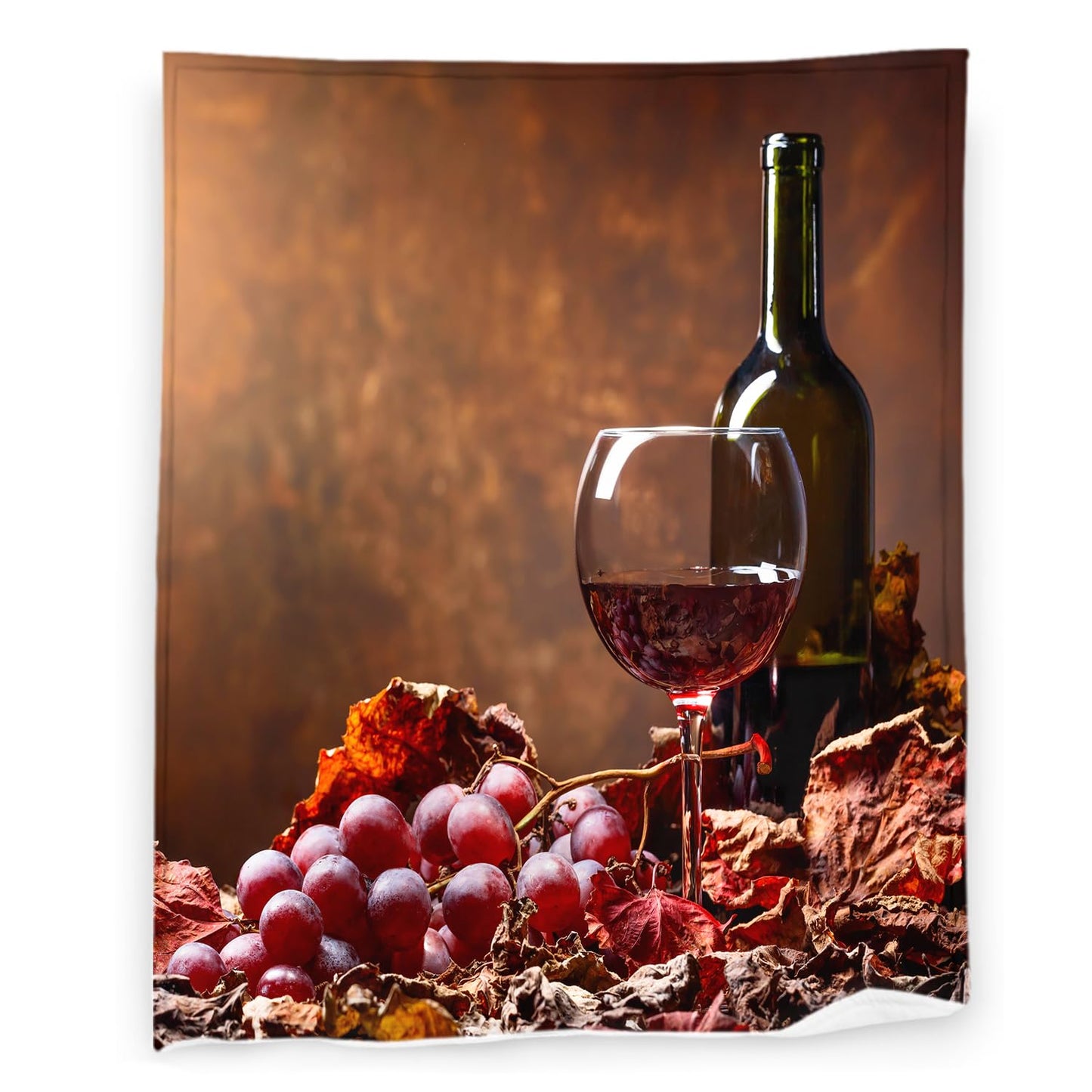 Wine Blanket 40" x 50" Grapes Glasses Burgundy Brown Super Soft Bedding Fleece Throw Blanket Microfiber Flannel Blankets Couch Sofa Warm Lightweight for Boys Girls
