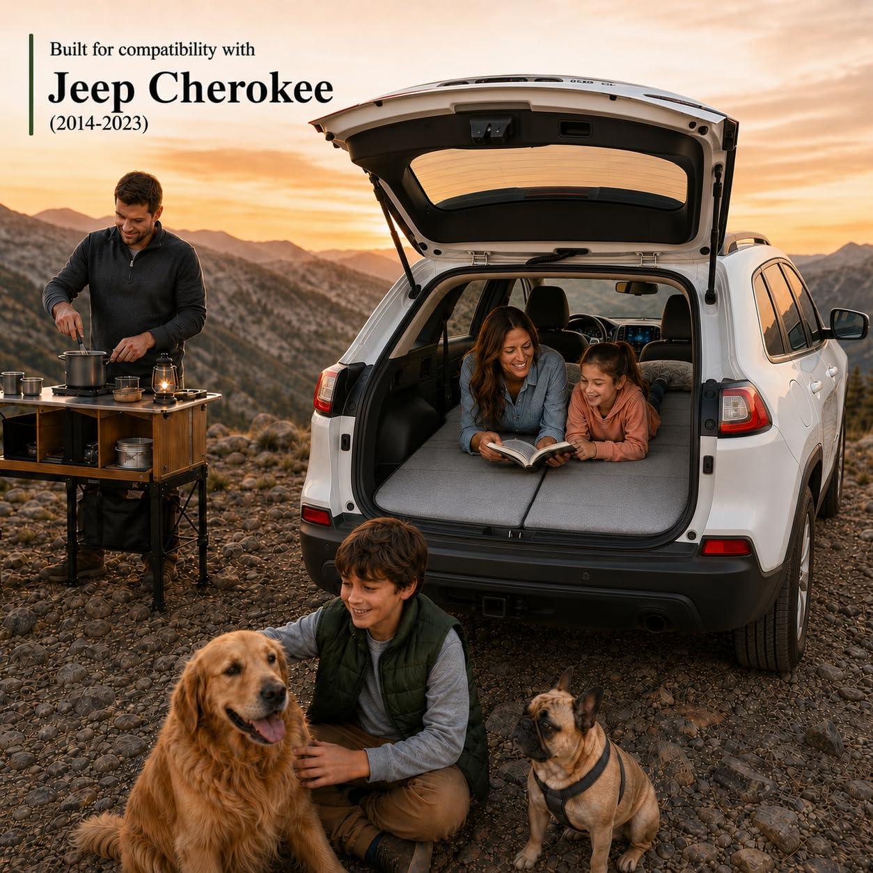 MGRFTOX Car Mattress Non-Inflatable Car Camping Mattress, Foldable Trunk Sleeping Pad with Split Design, Portable Car Bed for Road Trips, Camping, Travel, for Jeep Cherokee 2014-2023，for Jeep