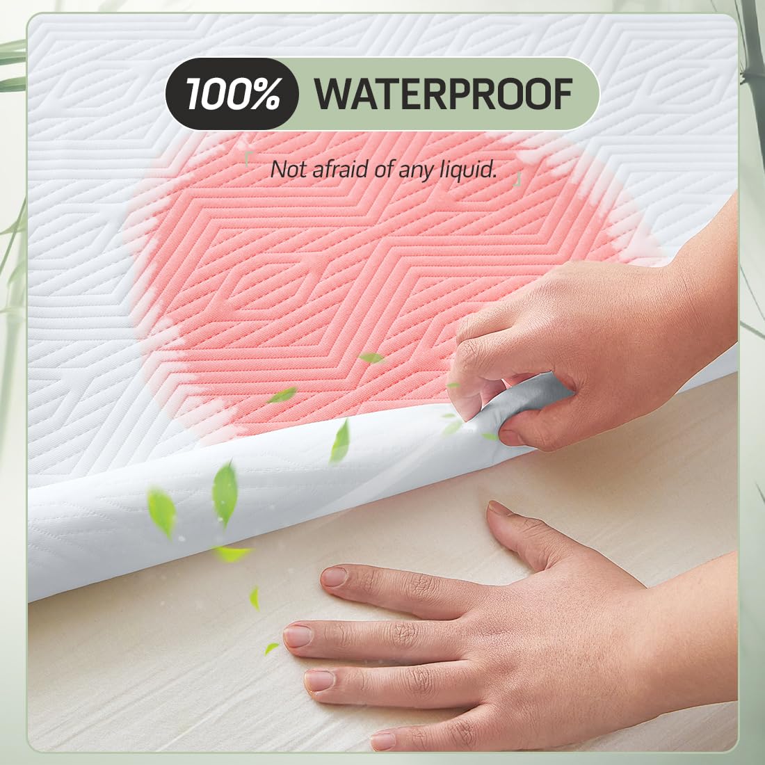 Premium Jacquard 100% Waterproof Twin Mattress Protector, Noiseless, Anti - Slip, Breathable Bed Cover, Rayon from Bambo, Quilted, Mattress Pad Sheet, Deep Pocket 8"-21"