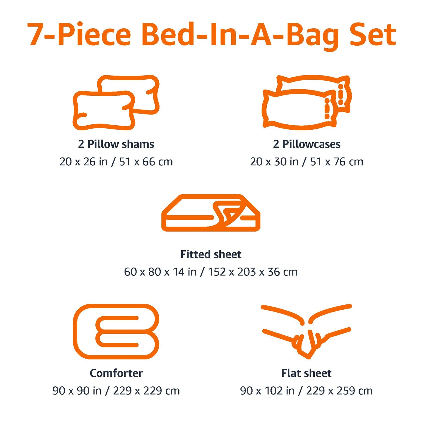 Amazon Basics 7-Piece Soft, Easy-Wash Microfiber Kid's Bed-in-a-Bag Bedding Set with Sheet and Comforter, Full/Queen, Blue, Soft Solid