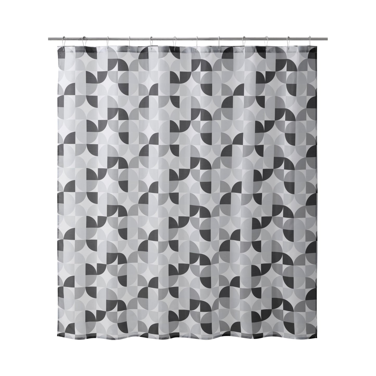 Creative Home Ideas Bale Bath Shower Set with Shower Curtain, Bath Rugs and Hooks, Black/Grey, 15 Piece Set