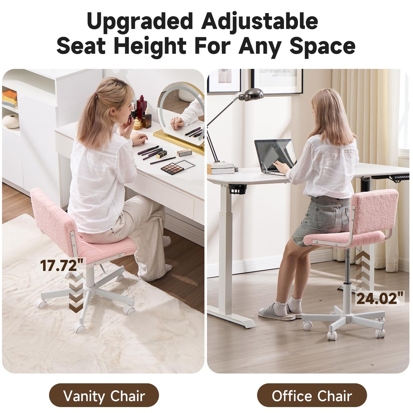 Manyday Office Chair Vanity Chair with Wheels l Comfy Desk Chair with Back