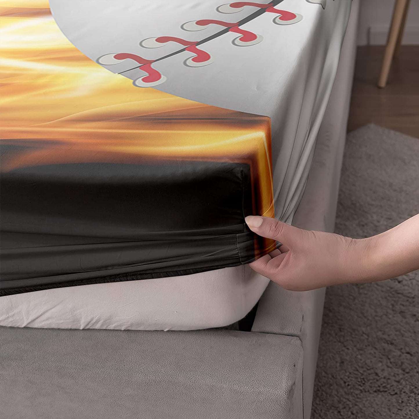 HOSIMA Kids/Teens Sports Baseball Bedding Set,Soft Microfiber Baseball Black Bedroom Fitted Sheet Full Size for Kids Teen Girls Boys Room Decor,1 Fitted Sheet+2 Pillowcases.
