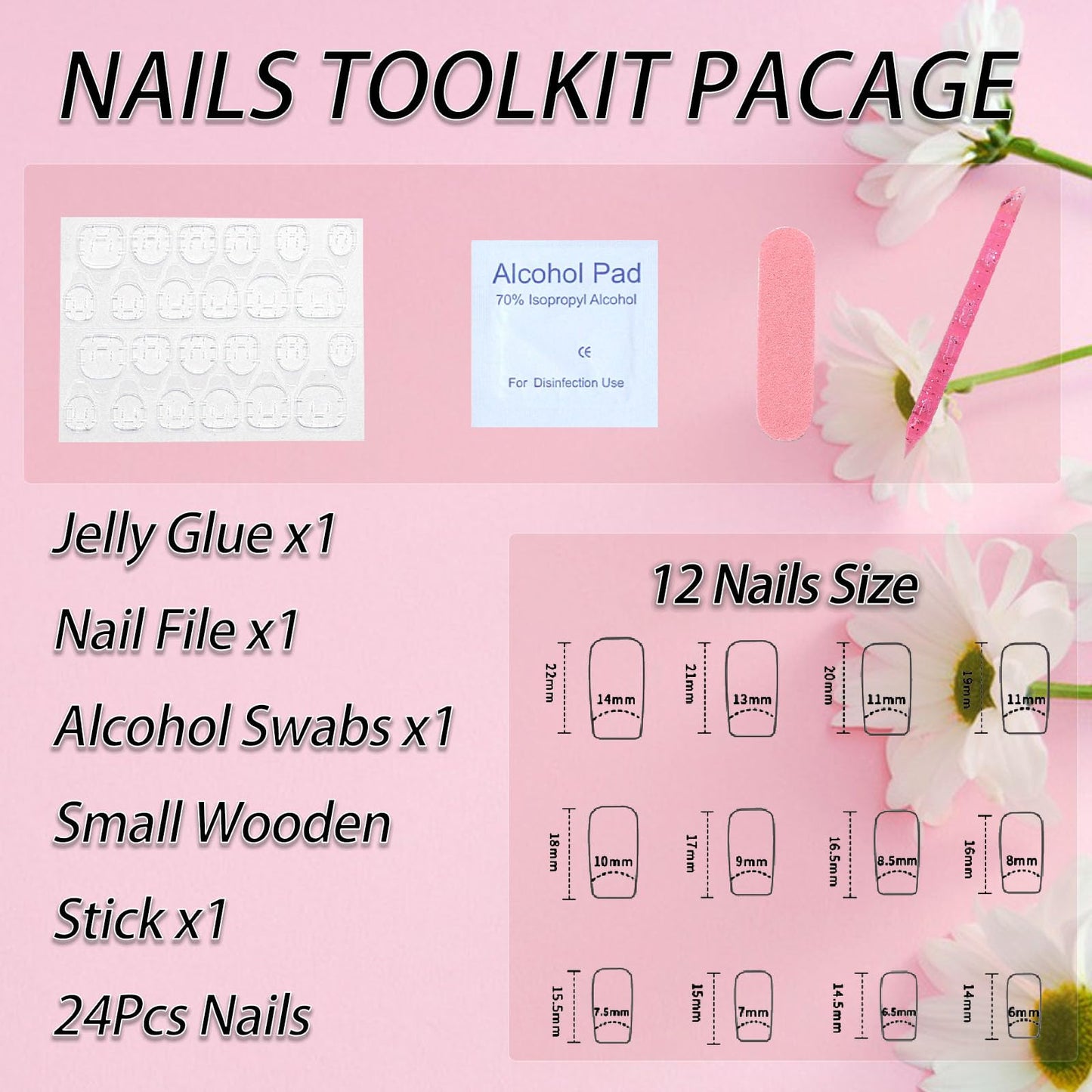 Medium Press on Nails Square Fake Nails with Purple Blue Yellow Gradient Design Acrylic Nail Press ons Full Cover Glossy Artificial Stick on Nail for Women 24Pcs