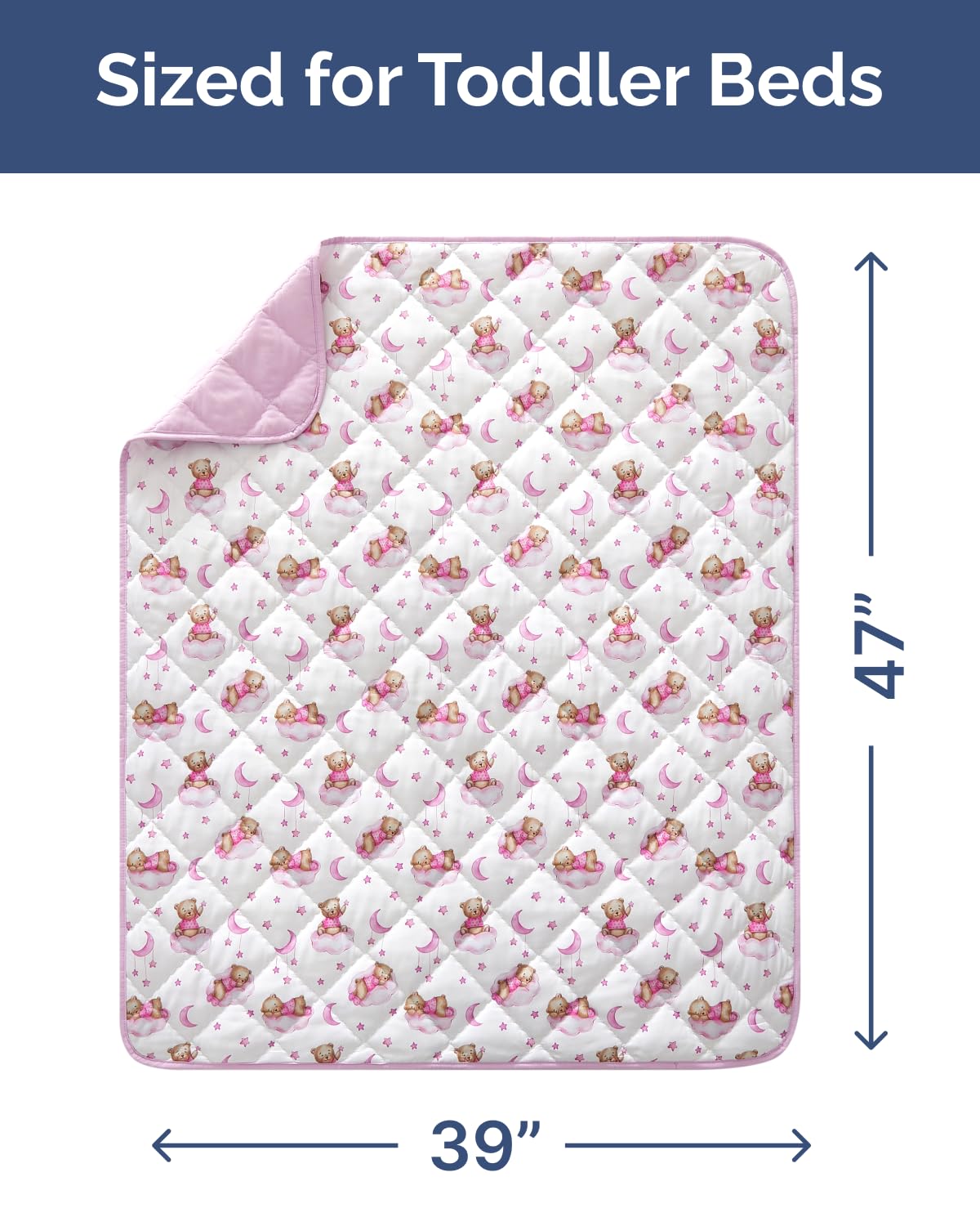 Bear Toddler Comforter - Down Alternative Toddler Microfiber Comforter - Lightweight & Warm Baby Quilt Blanket - Soft & Breathable - Kids Duvet Insert for Crib & Stroller - Machine Washable - 39x47
