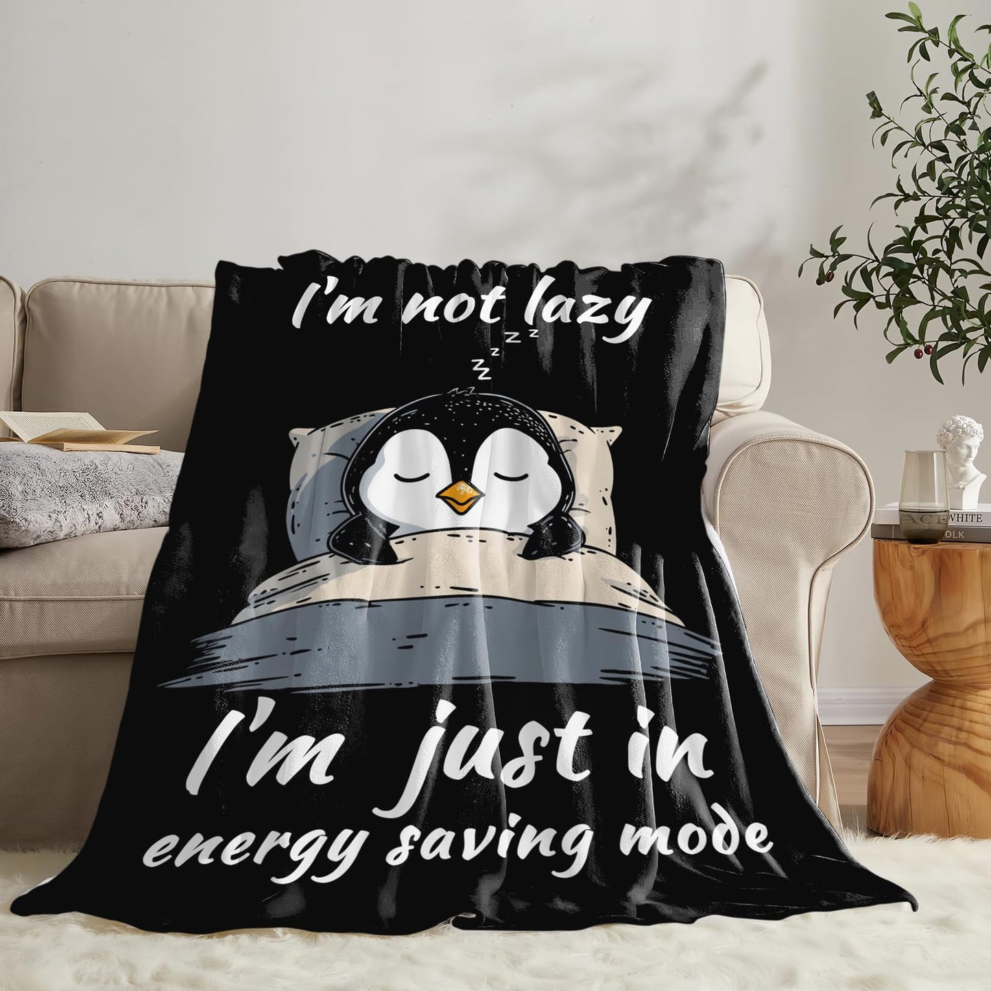 Penguin Blanket for Girls Women Boys Men Adults Kids Soft Cozy Fleece Sleeping Penguin Throw Blankets Gifts Warm Flannel Plush Lightweight Decor for Couch Bed Sofa 50"X40"