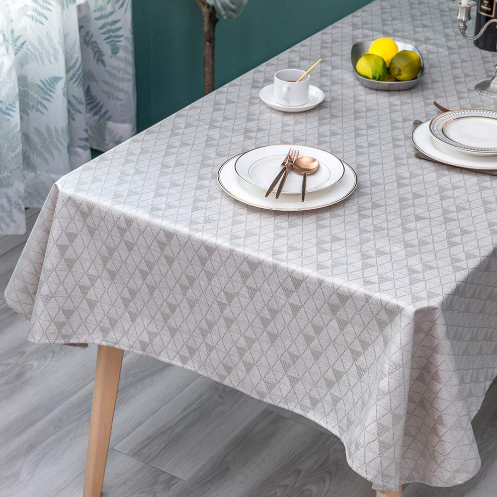 GLORY SEASON Waterproof Oilproof Wipeable Tablecloth Rustic Linen Style Fabric with TPU Vinyl Table Cloth Rectangle Table Cover for Kitchen Dining and Buffet Parties Camping