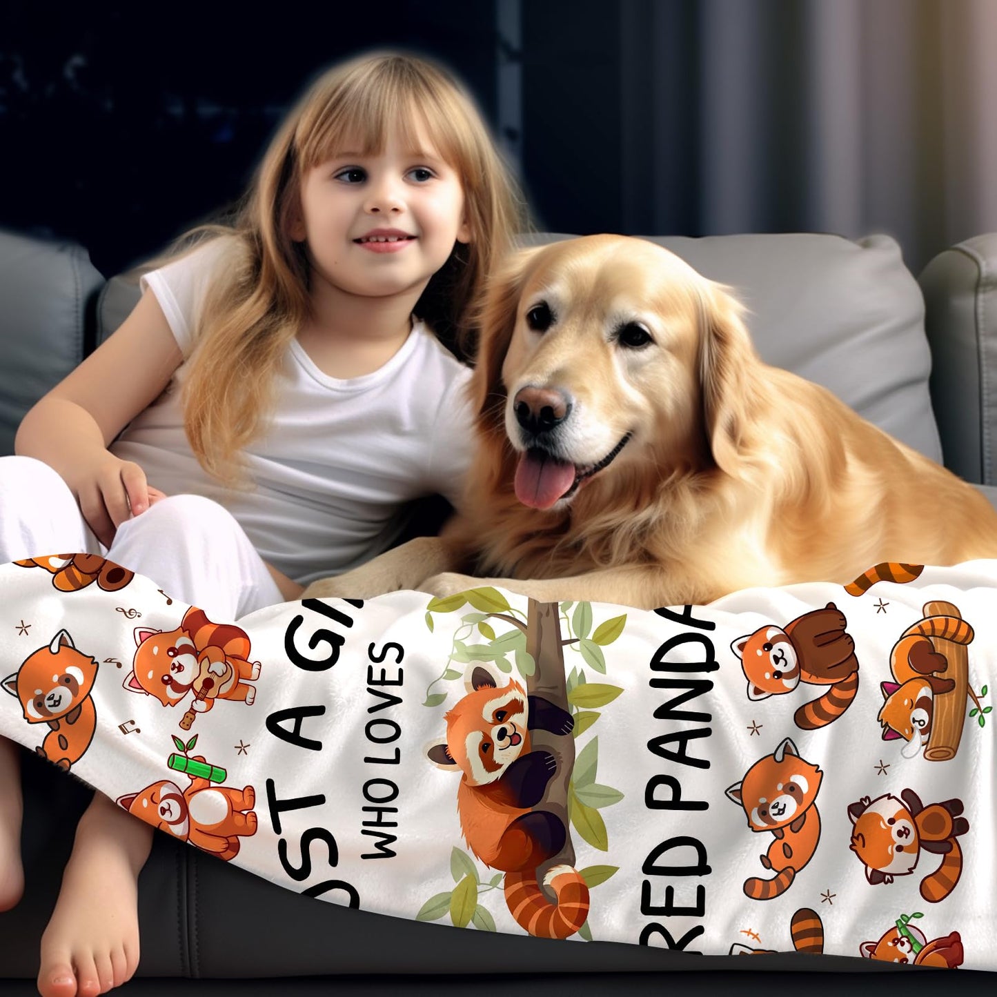 Red Panda Blanket Plush Gifts Just A Girl Who Loves Red Panda Blankets Ultra Soft Cozy Flannel Throw Blankets Bedding for Kids Girls Adults Women Gifts 50" x40