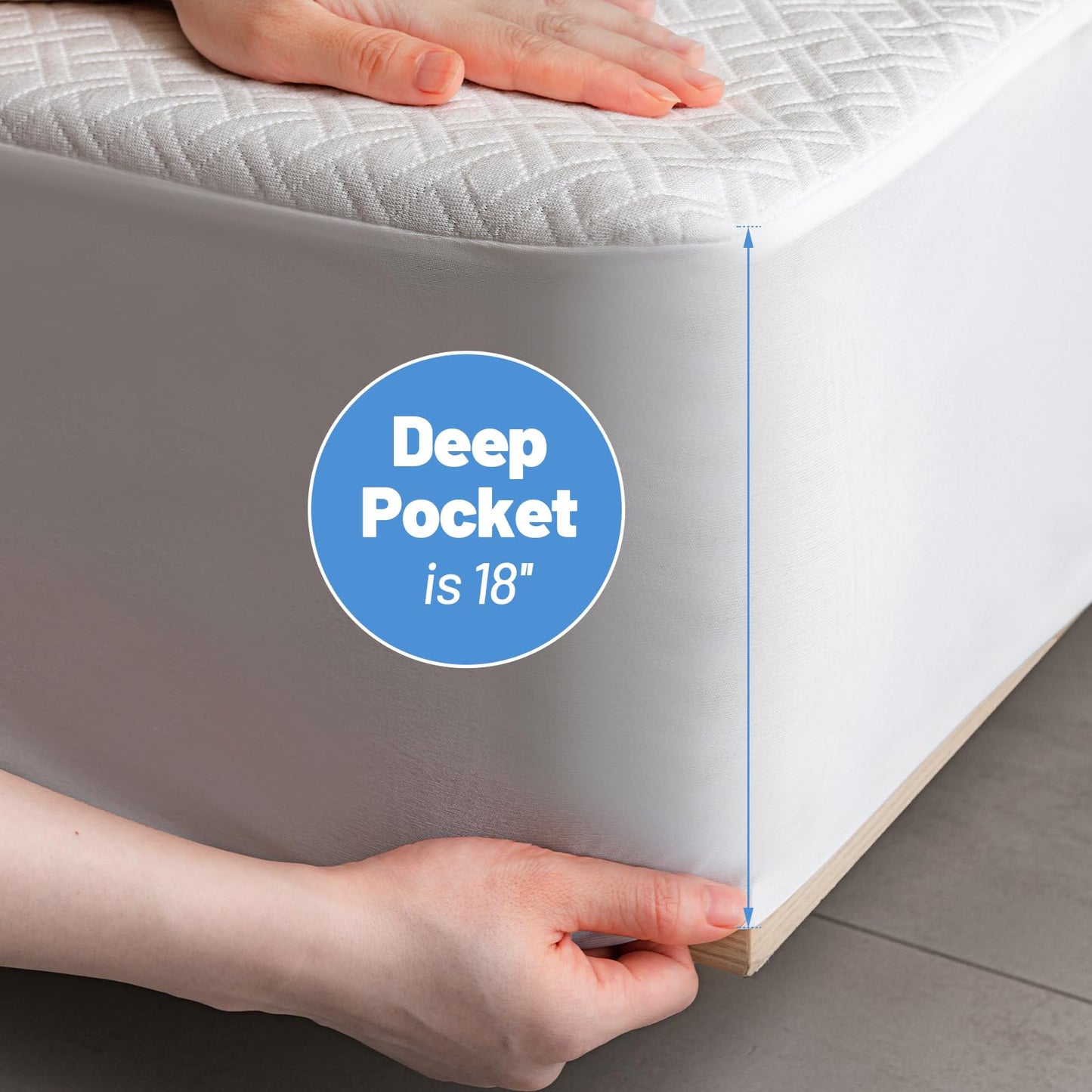 Premium Bamboo Mattress Protector – Queen Size, Waterproof, & Ultra Soft Breathable Noiseless Washable Bed Mattress Cover for Comfort & Protection MC01QUEEN-L