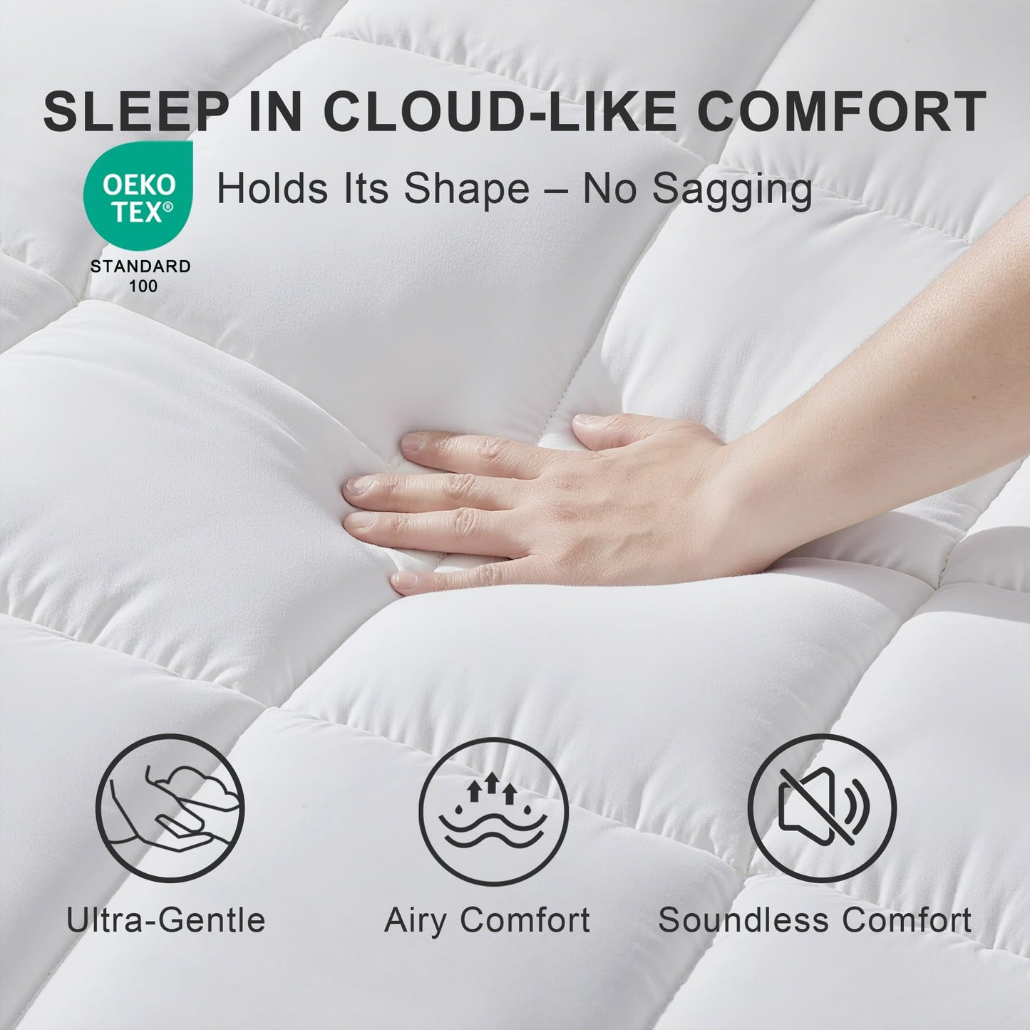 Mattress Topper Twin for Back Pain Relief, Add Cushion for Firm Mattresses, Better Sleep - Cooling Cloud-Like Comfort Extra Fluffy Layer, RV Mattress Pillow Top, 8-21" Deep Pocket