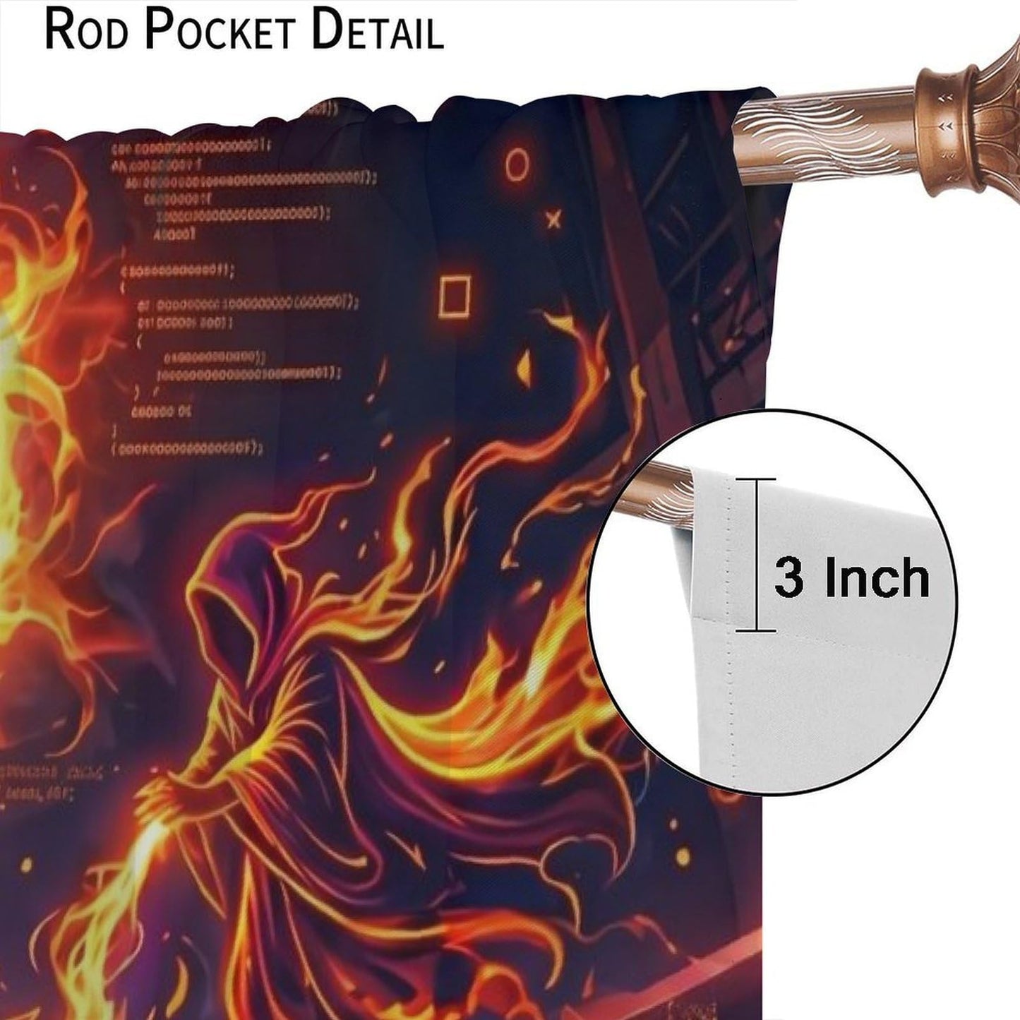 VUMIVI Gaming Curtains Cool Ice Fire Game Controller Cyberpunk Neon Dual-Core Duel Rod Pocket Window Treatments for Boys Bedroom Gamer Room Apartment Dorms Cafe 42" W X 44.5" L