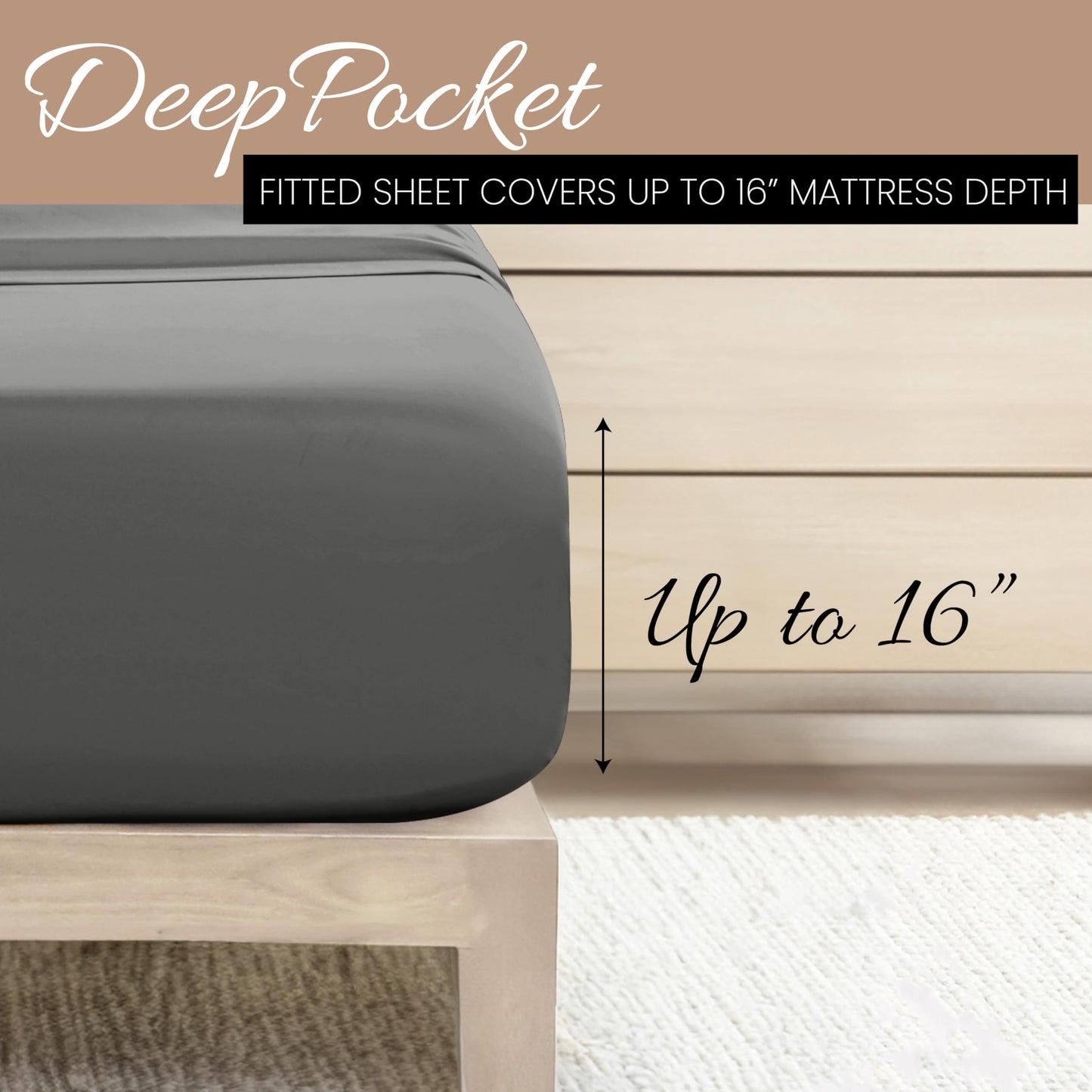 Linen Market Brushed Microfiber King Sheet Set 4 Piece – Oeko-TEX Certified Ultra Soft & Wrinkle-Free - 16" Deep Pocket Sheets - Easy Care King Size - Gray