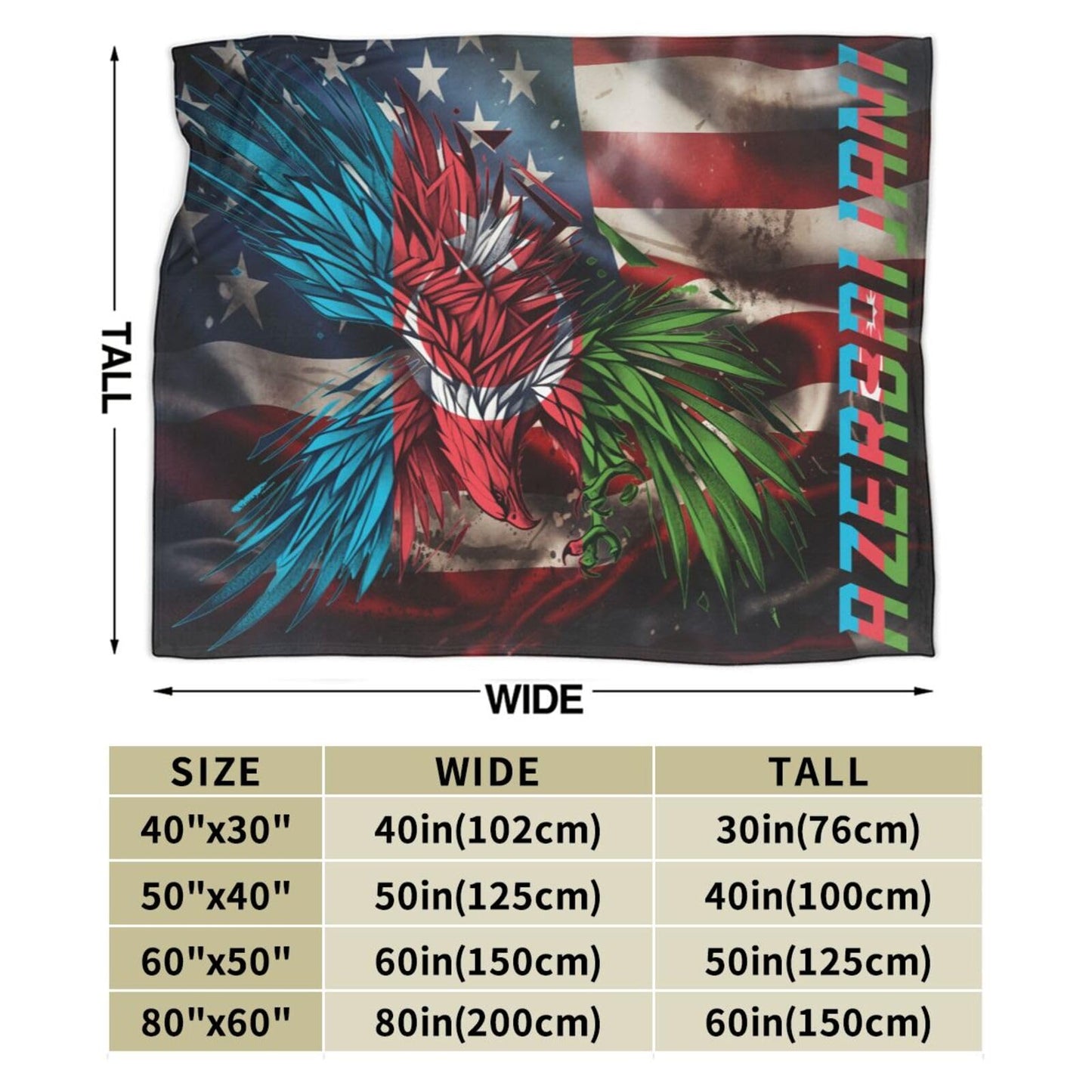 Azerbaijani Flag Throw Blanket Super Soft Anti-Pilling Flannel Lightweight Blanket Gifts for for Couch/Chair/Sofa/Bed/Dorm/Bedroom/Office/Home 80"X60"