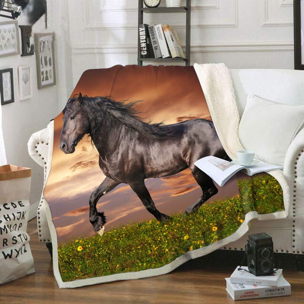 Horse Blanket Gifts for Women 50"×60" inches Throw Blanket Horse Decor Comfortable, Warm, Soft & Cozy Fleece Blanket for Couch Sofa Chair Lightweight