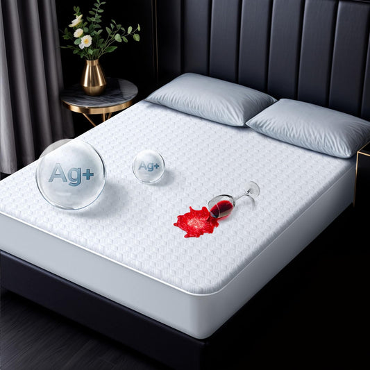100% Waterproof Mattress Protector, Hypoallergenic Silver-Infused Mattress Topper Cover with No Odor, Breathable Cooling Bed Cover with 8"-21" Deep Pocket (Queen)